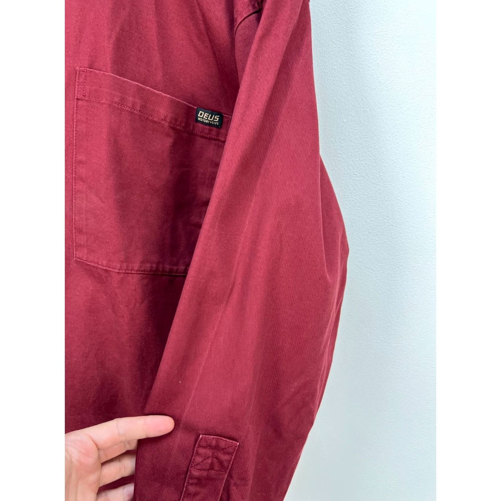 Deus Ex Machina Deus ex Machina Shirt Overshirt Mens XL Burgundy Workwear casual Solid Button logo Mid-Length Size US XL / EU 56 / 4 - 6 Thumbnail