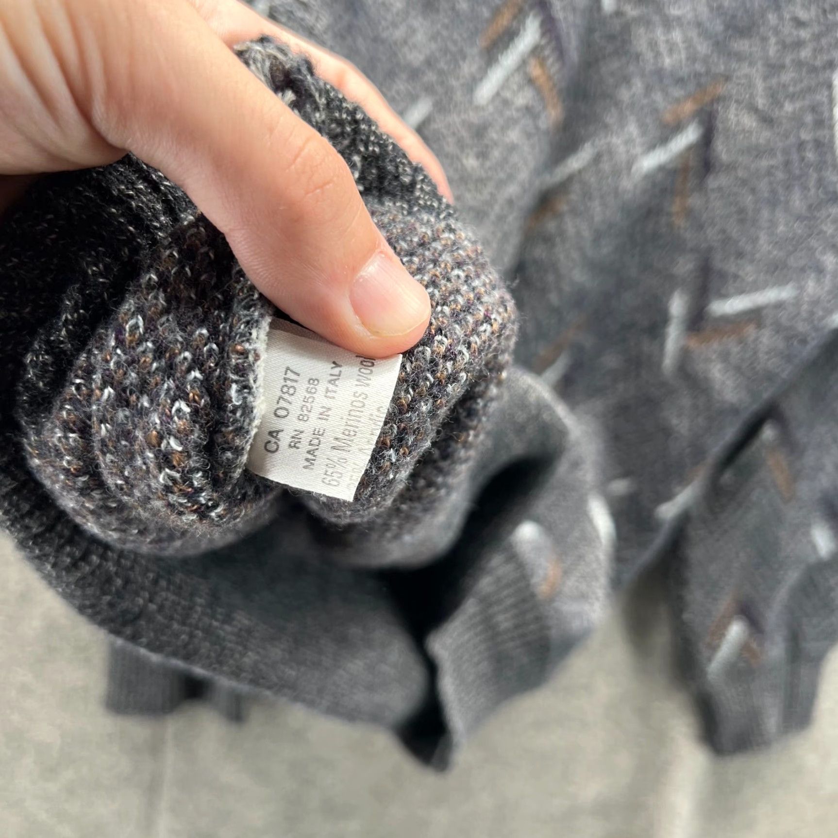 Pronto Uomo VINTAGE Pronto Uomo Sweater Mens Large Gray Merino Wool Italy Pullover Herringbone Size US L / EU 52-54 / 3 - 5 Thumbnail