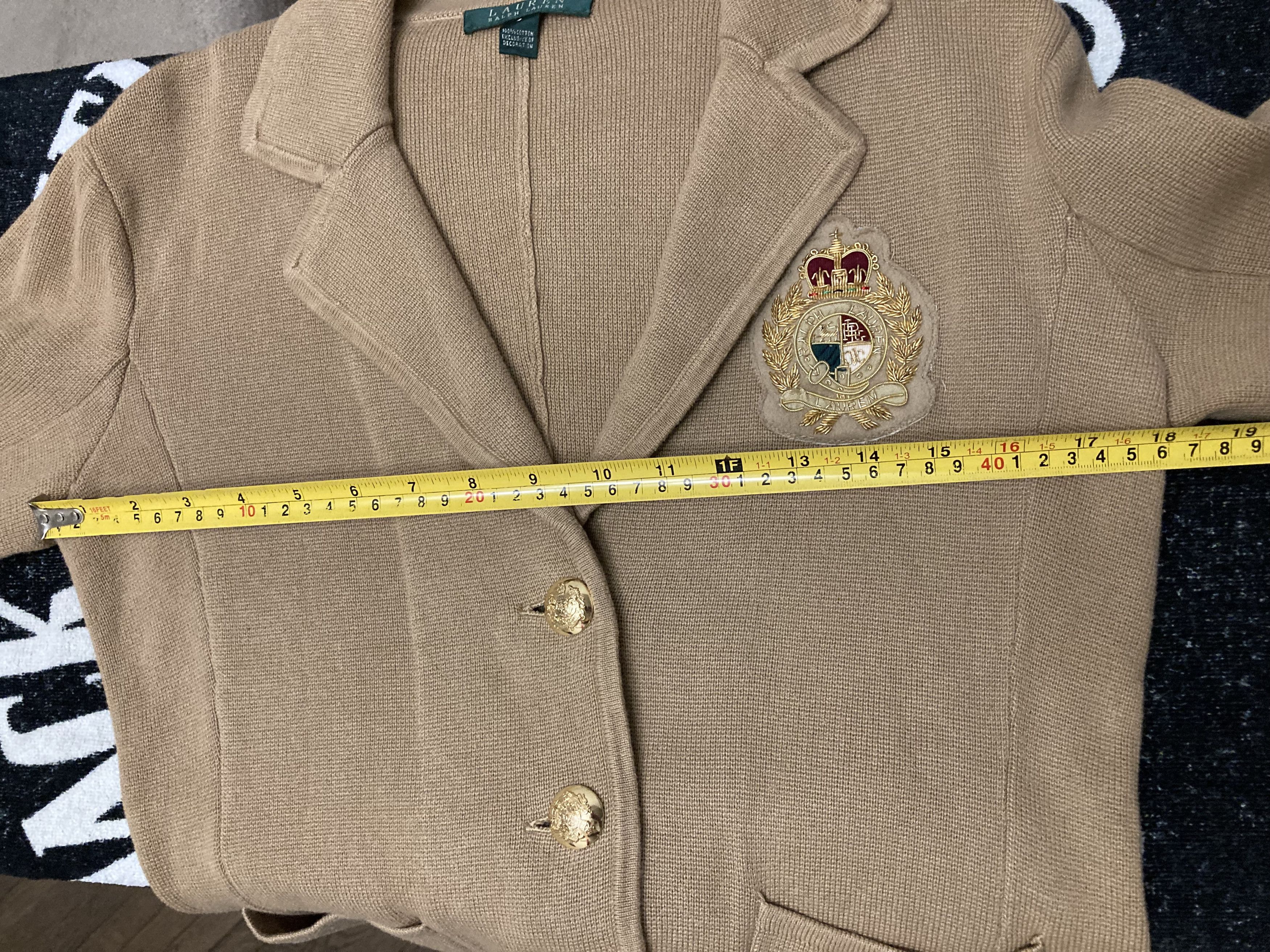 Ralph Lauren × Vintage Ralph Lauren Beige Cotton Blazer With Embroidered Patch Size S / US 4 / IT 40 - 13 Thumbnail