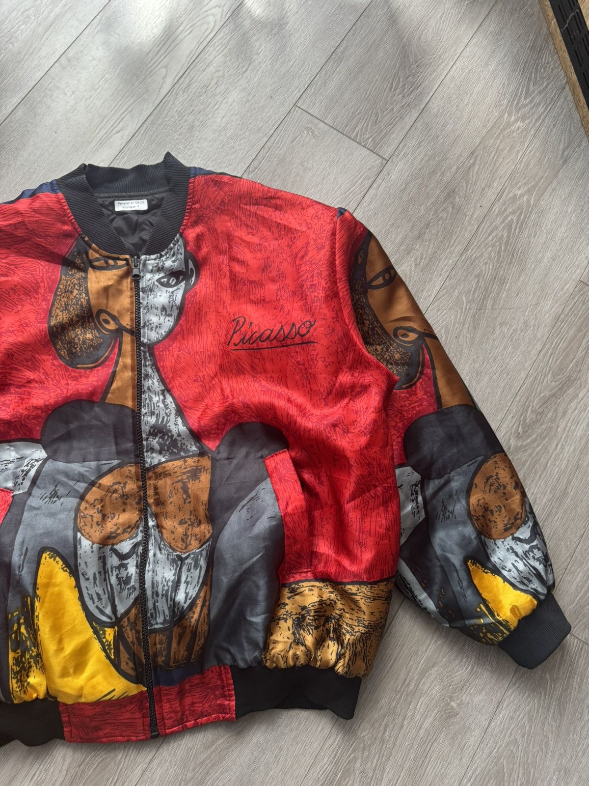 Vintage Picasso Style Art Bomber Jacket by Kavita – Size L – Rare Size US M / EU 48-50 / 2 - 3 Thumbnail