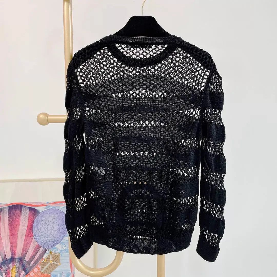 Dior DIOR Black Cutout Crewneck Knit Top F40 Size M / US 6-8 / IT 42-44 - 2 Thumbnail