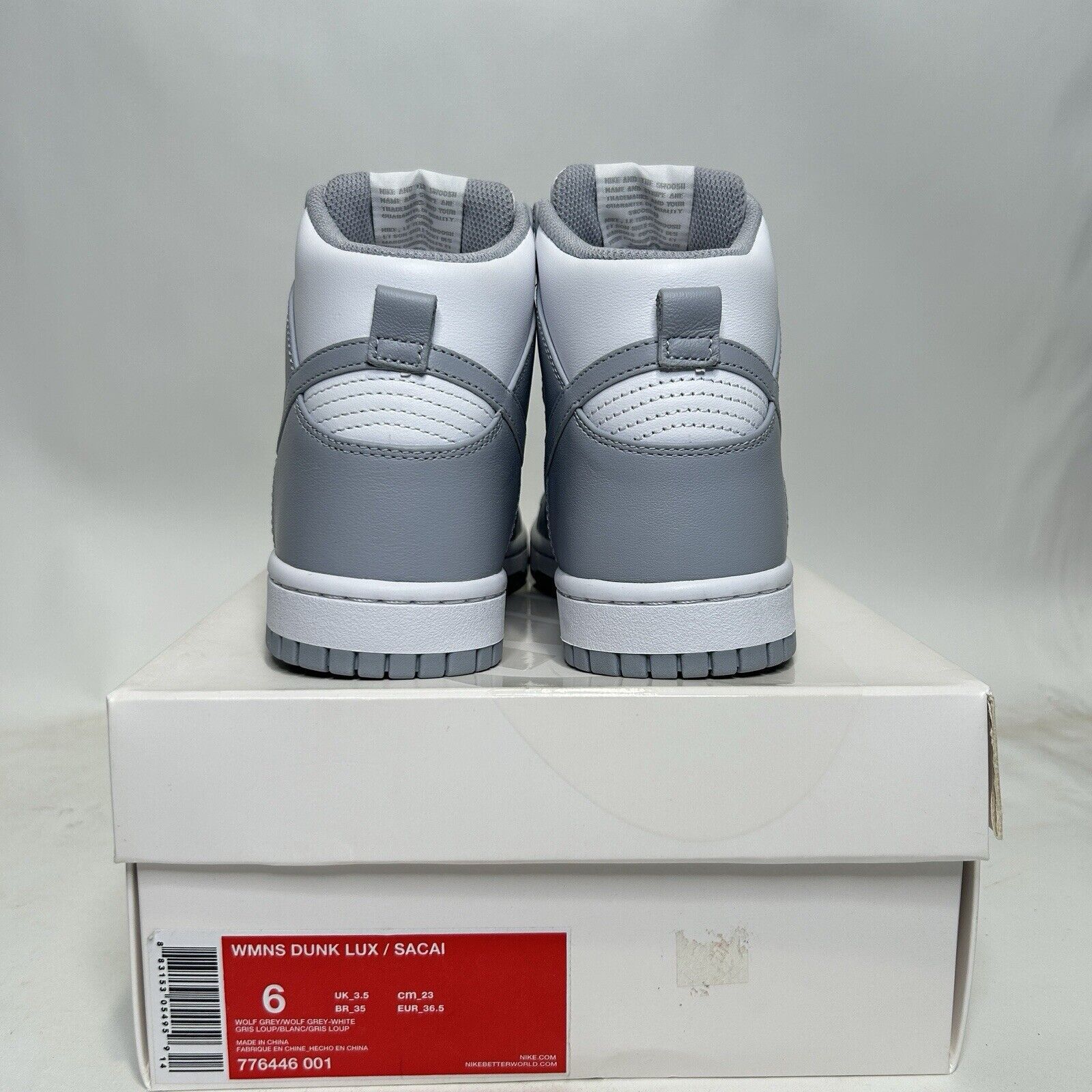Nike Nike sacai x NikeLab x Dunk Lux “Wolf Grey” 2024 Size US 6 / IT 36 - 4 Thumbnail