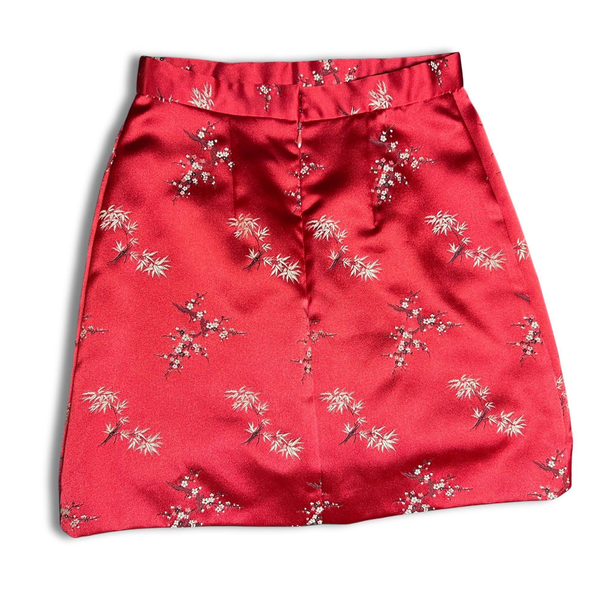 Other Cynthia Rowley Red Silk Blend A-Line Skirt With Floral Print Size 27" / US 4 / IT 40 - 3 Thumbnail