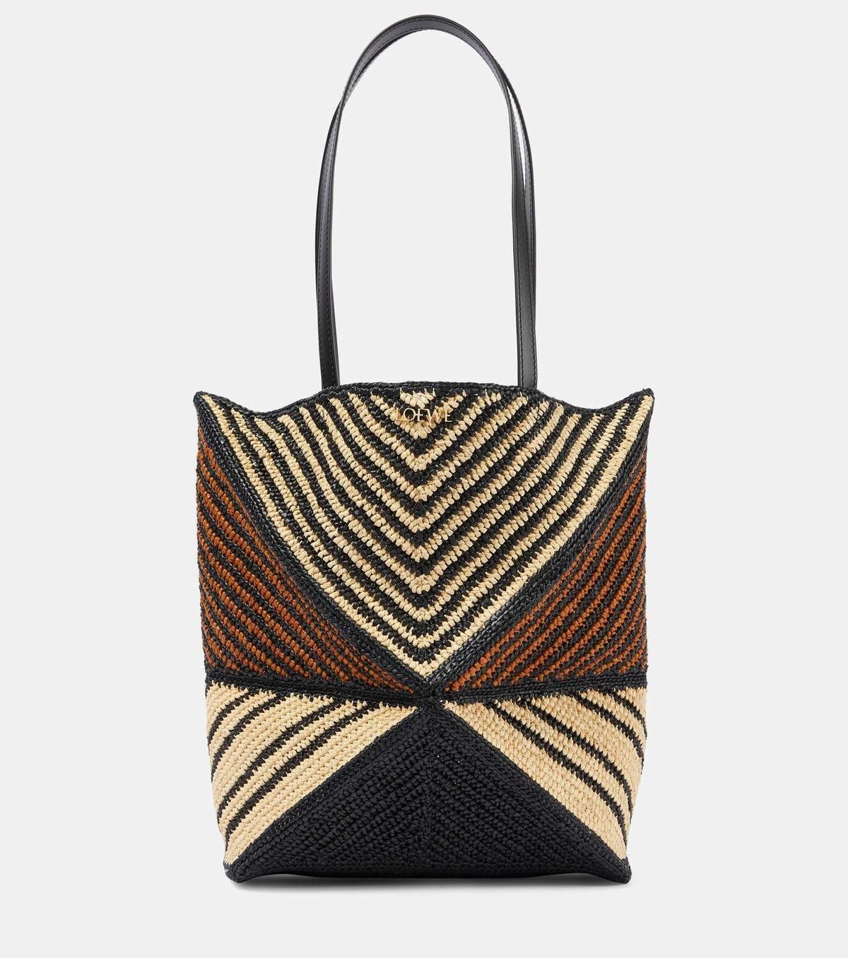 Loewe o1in1g0726 Size: OS/Ibiza Puzzle Fold Medium Raffia Tote Bag Size ONE SIZE - 1 Thumbnail