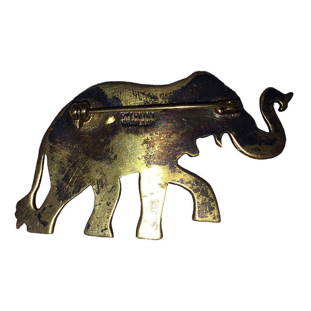Designer Siam Black Enamel Sterling Elephant Pin Size ONE SIZE - 2 Thumbnail