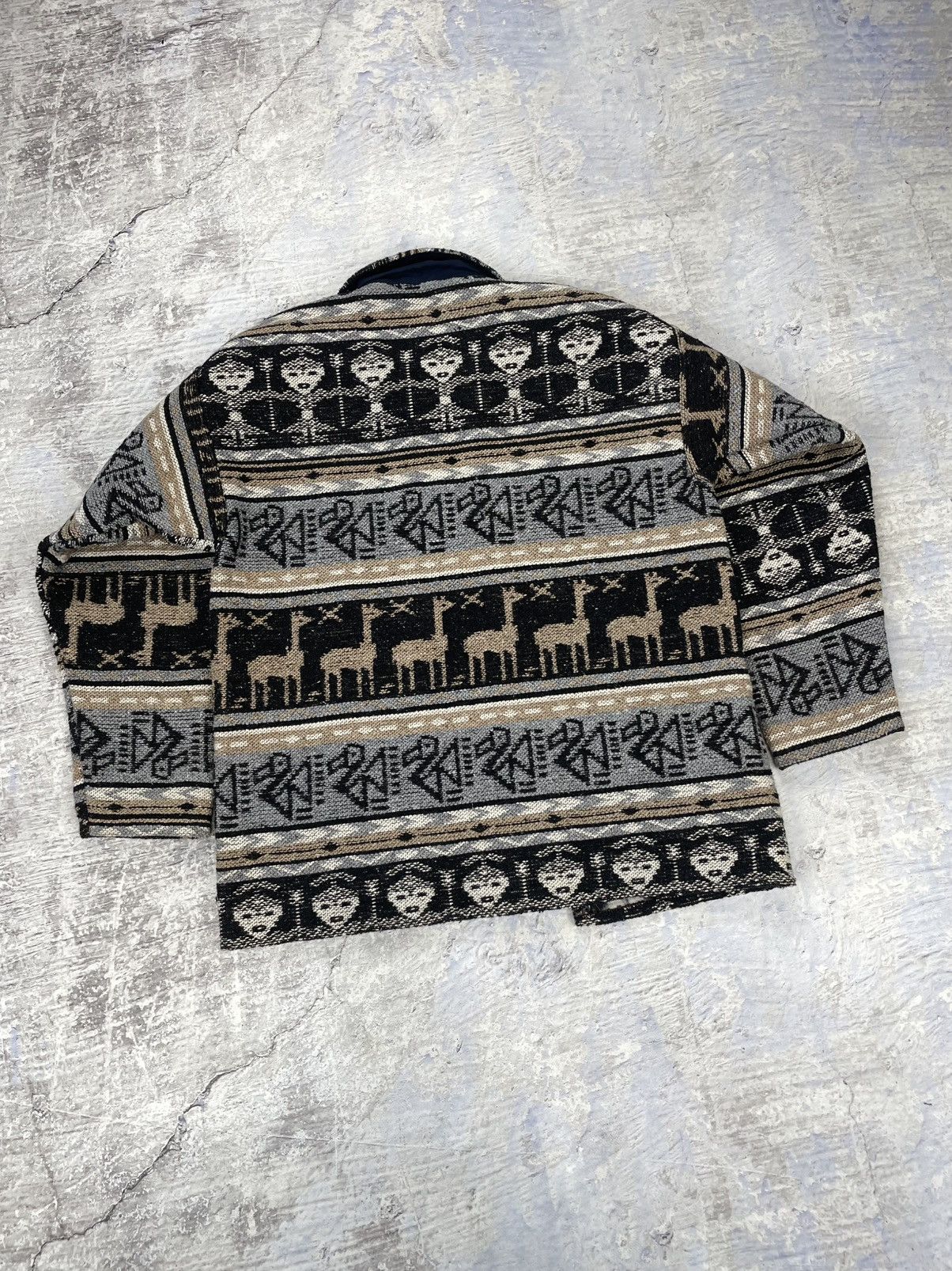 Designer × Handmade × Other Aztek Print navajo Alpaca wool canvas jacket mens Size US M / EU 48-50 / 2 - 5 Thumbnail