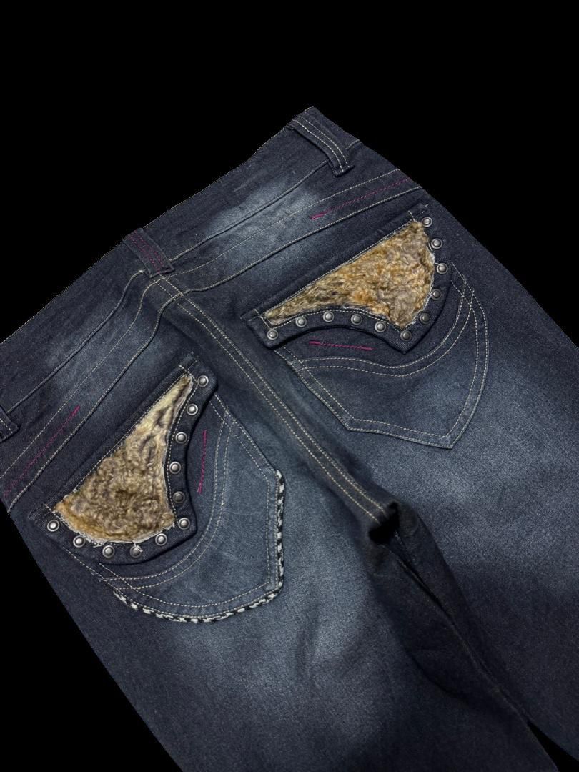 Japanese Brand FLARED Japanese Mudwash Pocket Split Fur Rare Dark Jeans Size US 29 - 18 Thumbnail