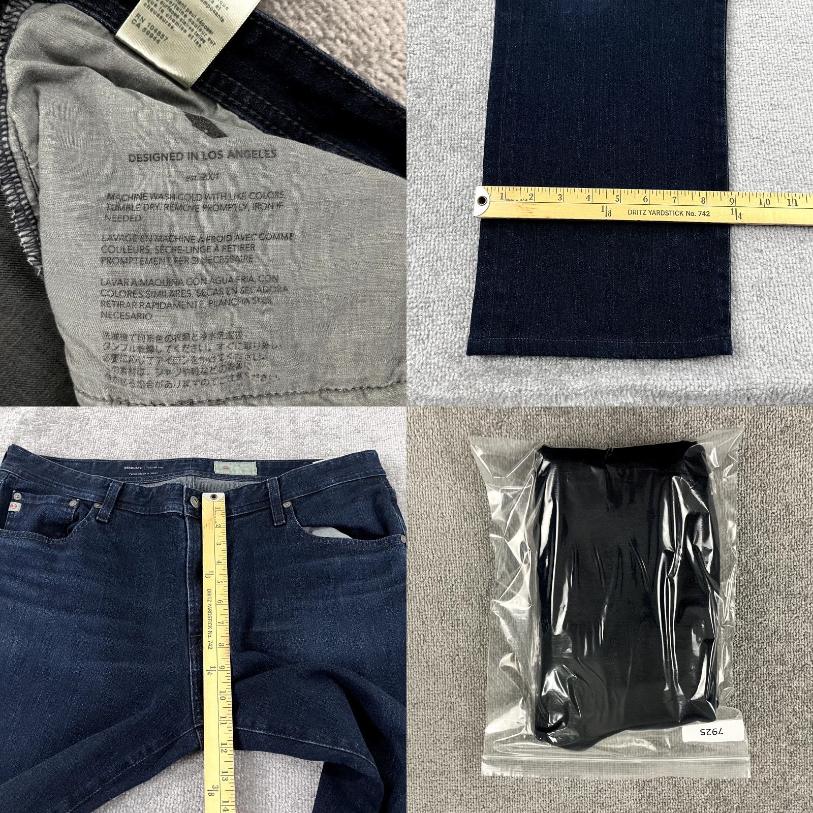 Denime VINTAGE AG ADRIANO GOLDSCHMIED Jeans Mens 38 x 28 GRADUATE Tailored Led Dark Blue Denim Size US 38 / EU 54 - 8 Thumbnail