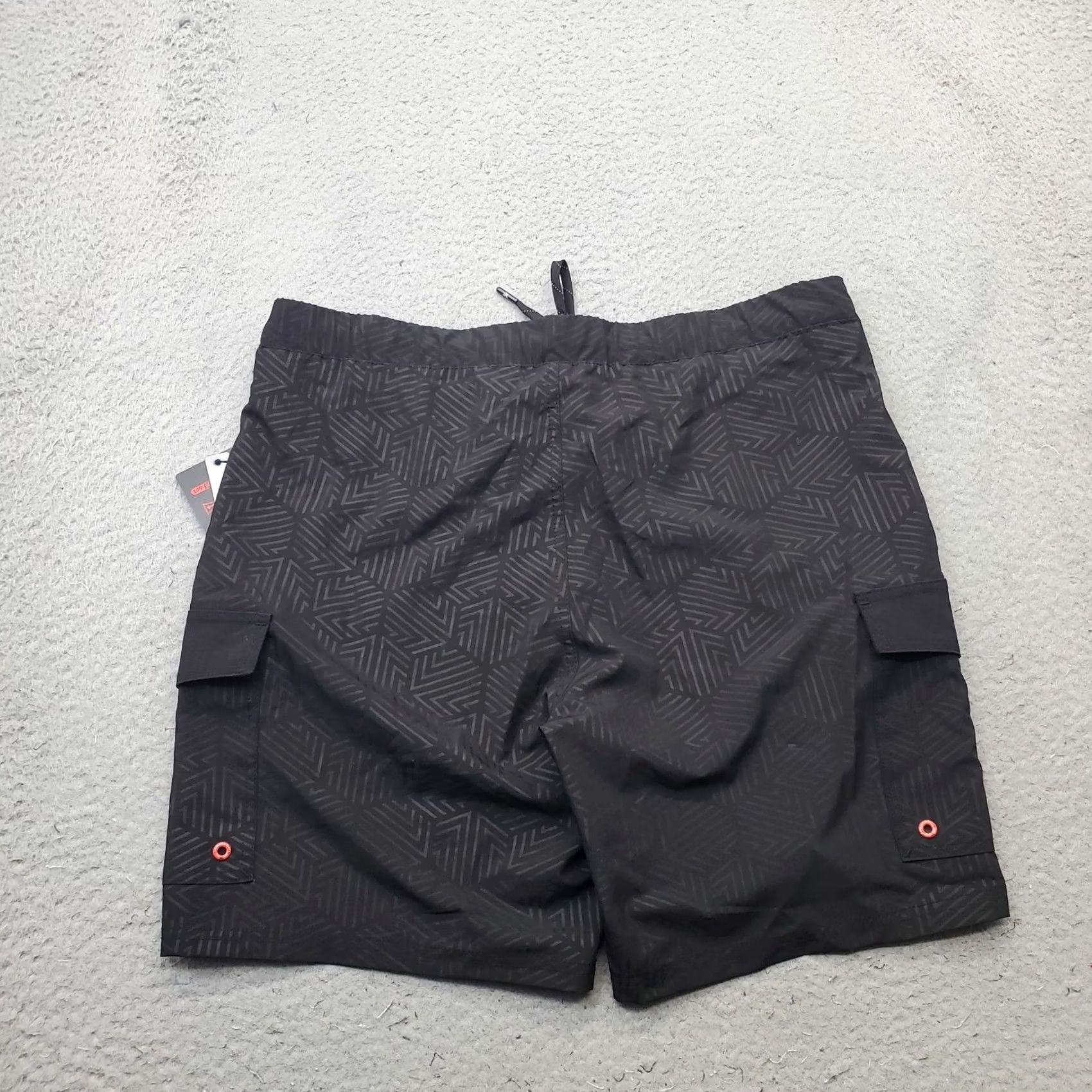 ZeroXposur ZeroXposur Swim Trunks Mens L Black Cargo Pocket Performance Stretch Drawstring Size ONE SIZE - 2 Thumbnail