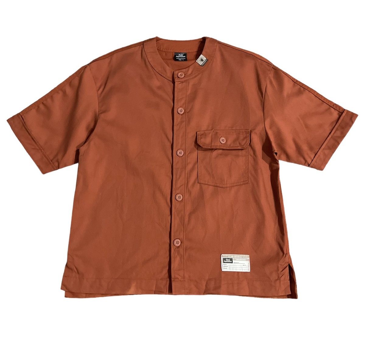 image of Gu Good Inspiration Round Collar Shirt in Orange, Men's (Size Small)