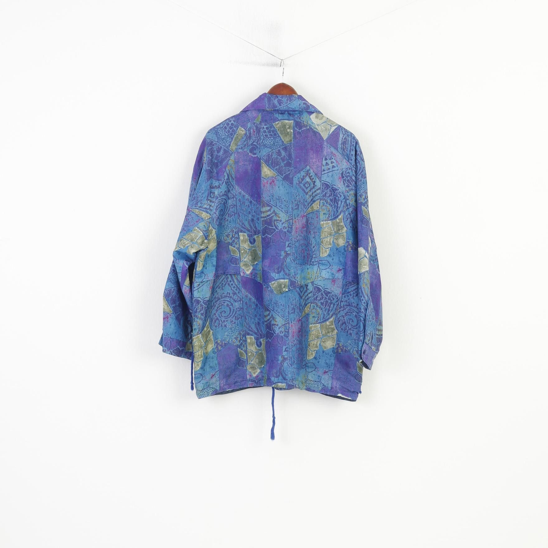 Vintage Vintage Women 44 XL Jacket Blue Retro Abstract Print 11045 Size M / US 6-8 / IT 42-44 - 6 Thumbnail