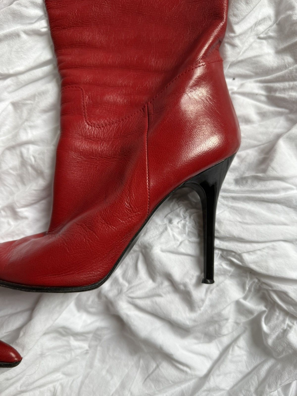 Other Red leather vintage stilettos boots Size US 7 / IT 37 - 5 Thumbnail