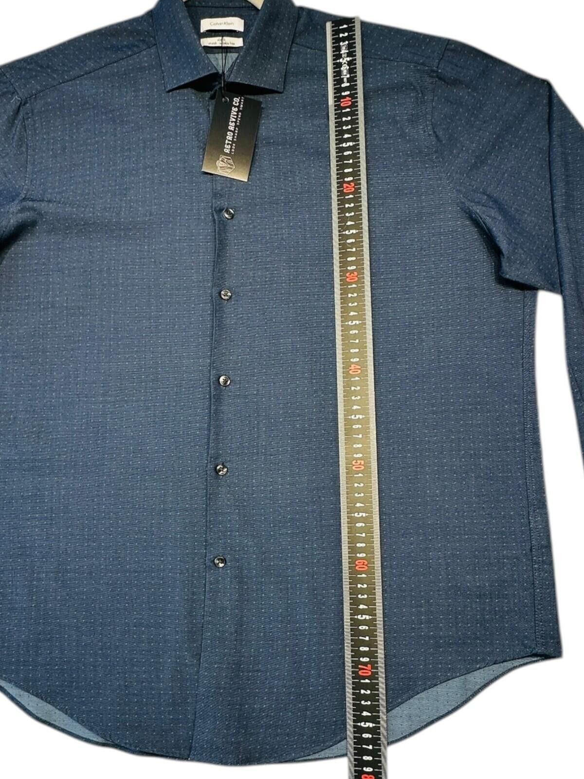 Calvin Klein Calvin Klein Shirt Men's UK Size XL Blue Polka Dot Slim Fit Size 44R - 8 Thumbnail
