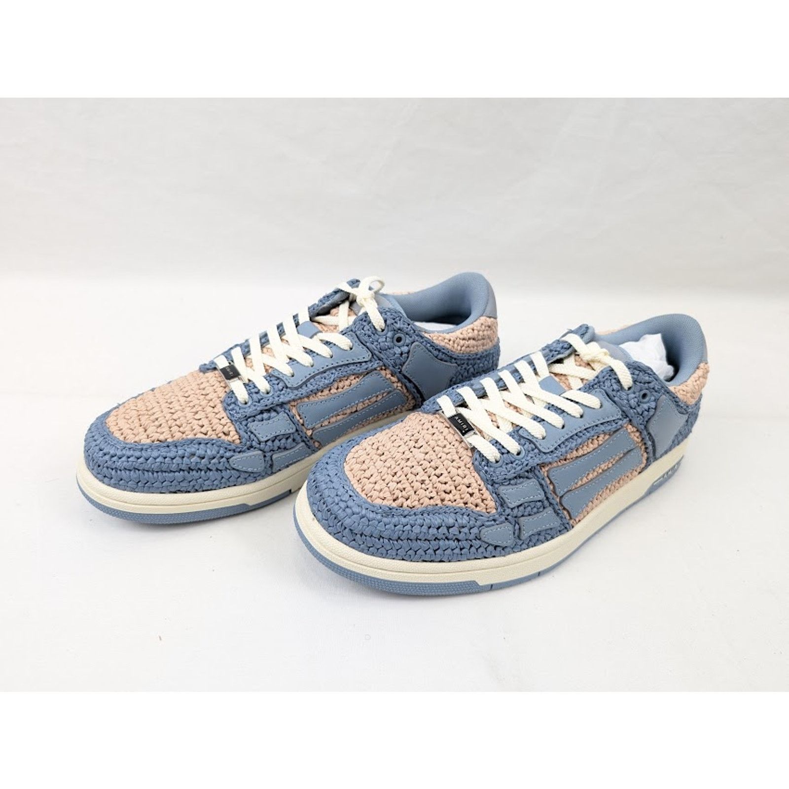 Amiri o1rshd1 Q:4 / Raffia Skelton Low-Top Sneakers in Blue Size US 12 / EU 45 - 17 Thumbnail