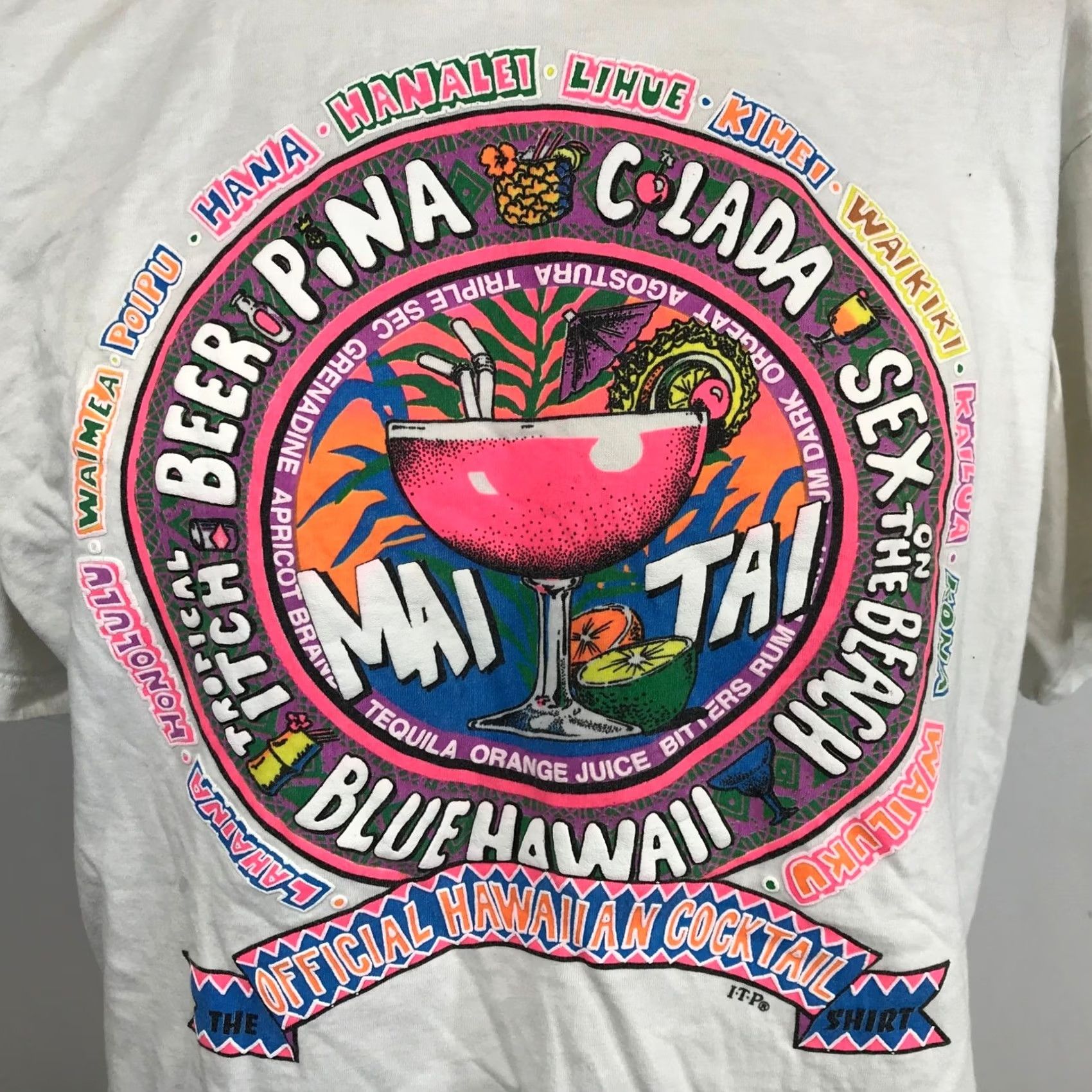 Jerzees VINTAGE Jerzees Hawaii Cocktail Graphic T-Shirt White Mens Large 90s Made in USA Size US L / EU 52-54 / 3 - 4 Thumbnail