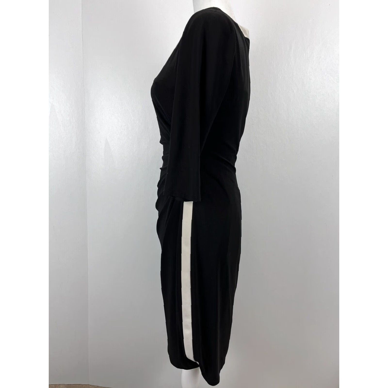 Ralph Lauren Lauren Ralph Lauren Dress 8 Black & Ivory Slinky Ruched Side Classic Womens Size M / US 6-8 / IT 42-44 - 2 Thumbnail