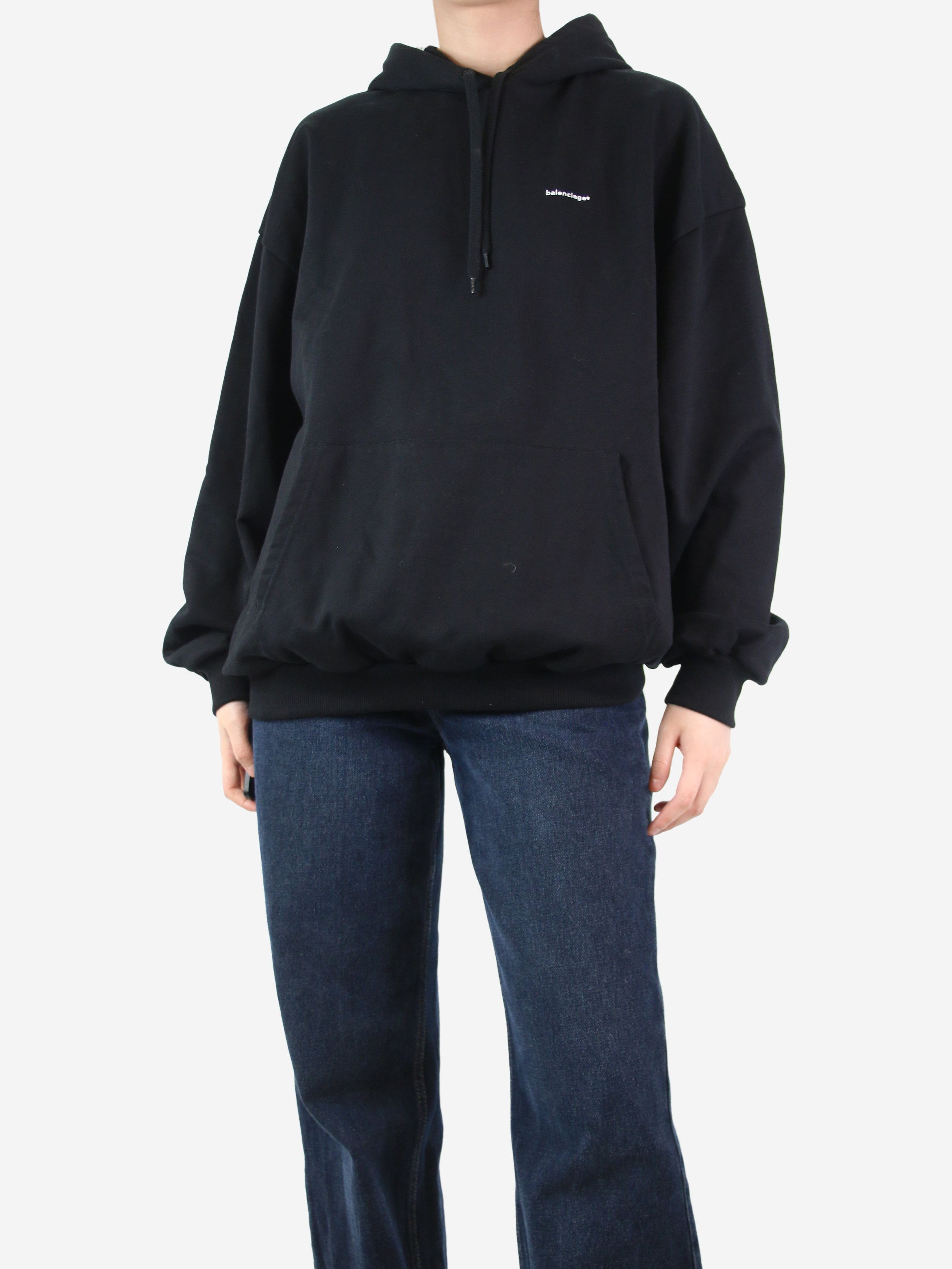 Image of Balenciaga Black Oversized Logo Hoodie - Size Xs, Women's