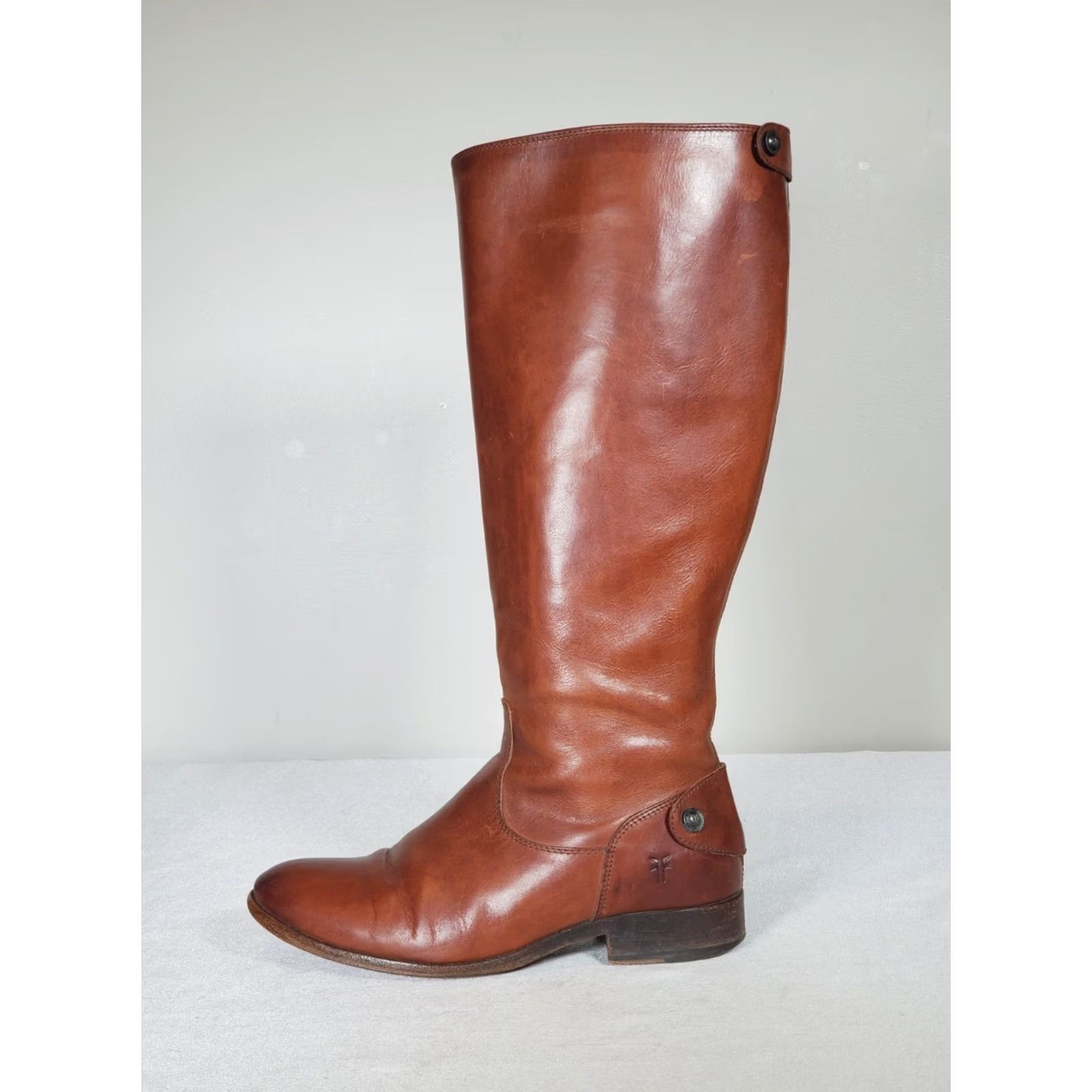 Frye FRYE Melissa Button Back Zip Knee High Riding Boot 76431 Cognac Brown Leather Wide Calf Women 7 B Size US 7 / IT 37 - 5 Thumbnail