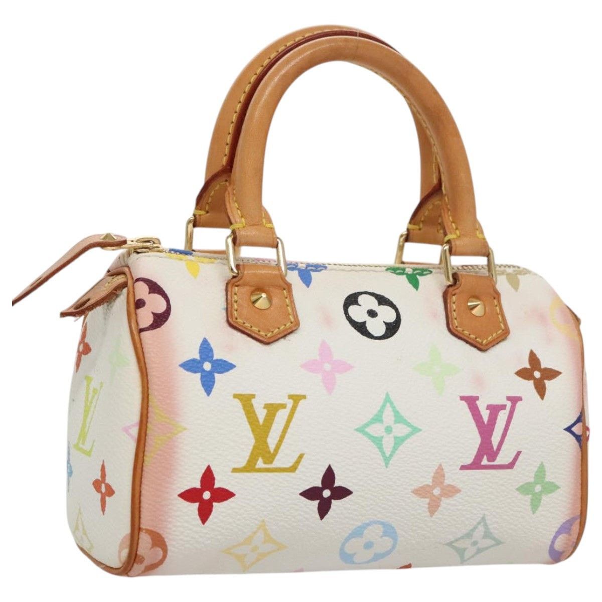Louis Vuitton Monogram Multicolor Mini Speedy Hand Bag in White, Women's
