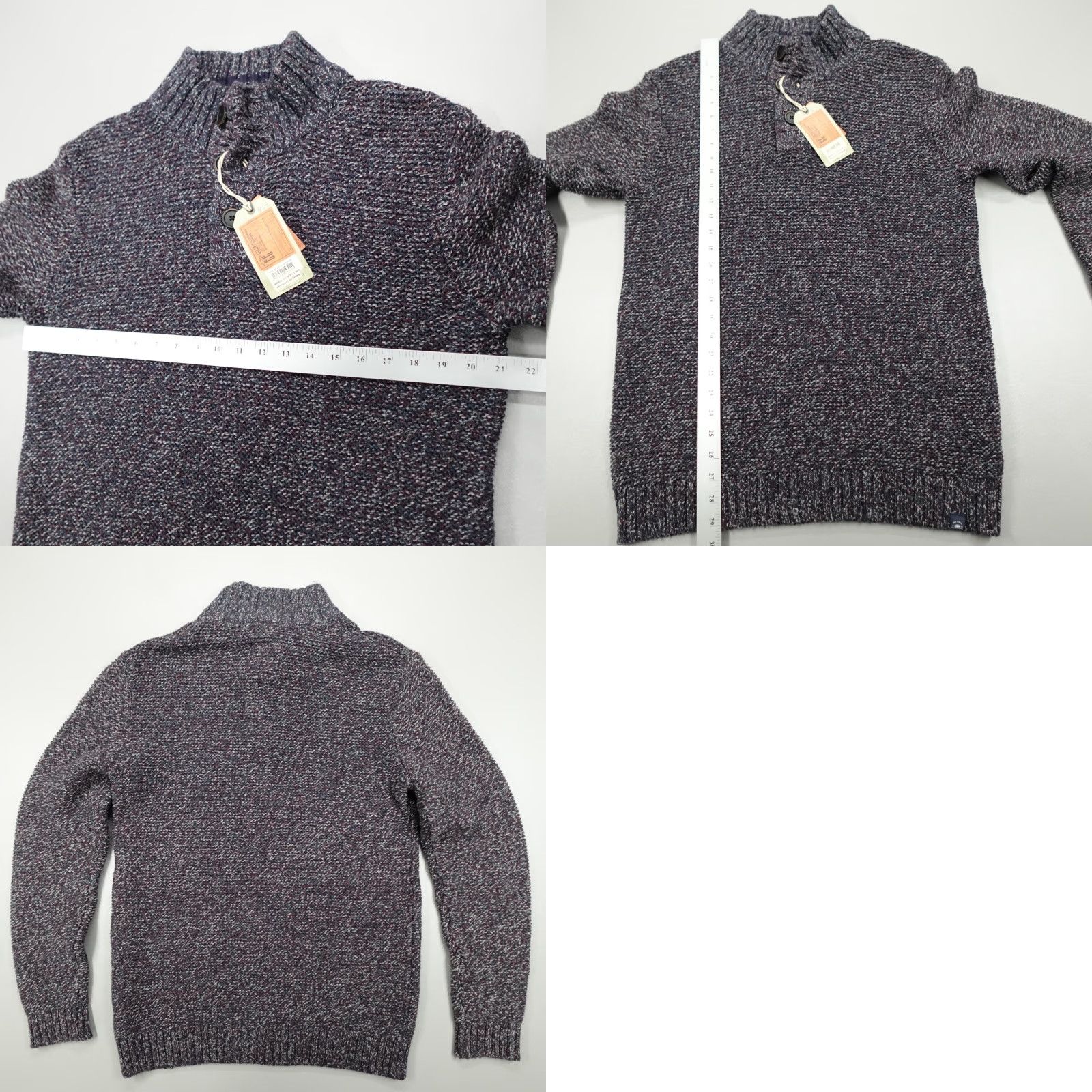 FatFace VINTAGE Fat Face Jumper Hove Twist Half Neck Chunky Knit Plum Heavyweight Men's Size M Size US M / EU 48-50 / 2 - 8 Thumbnail