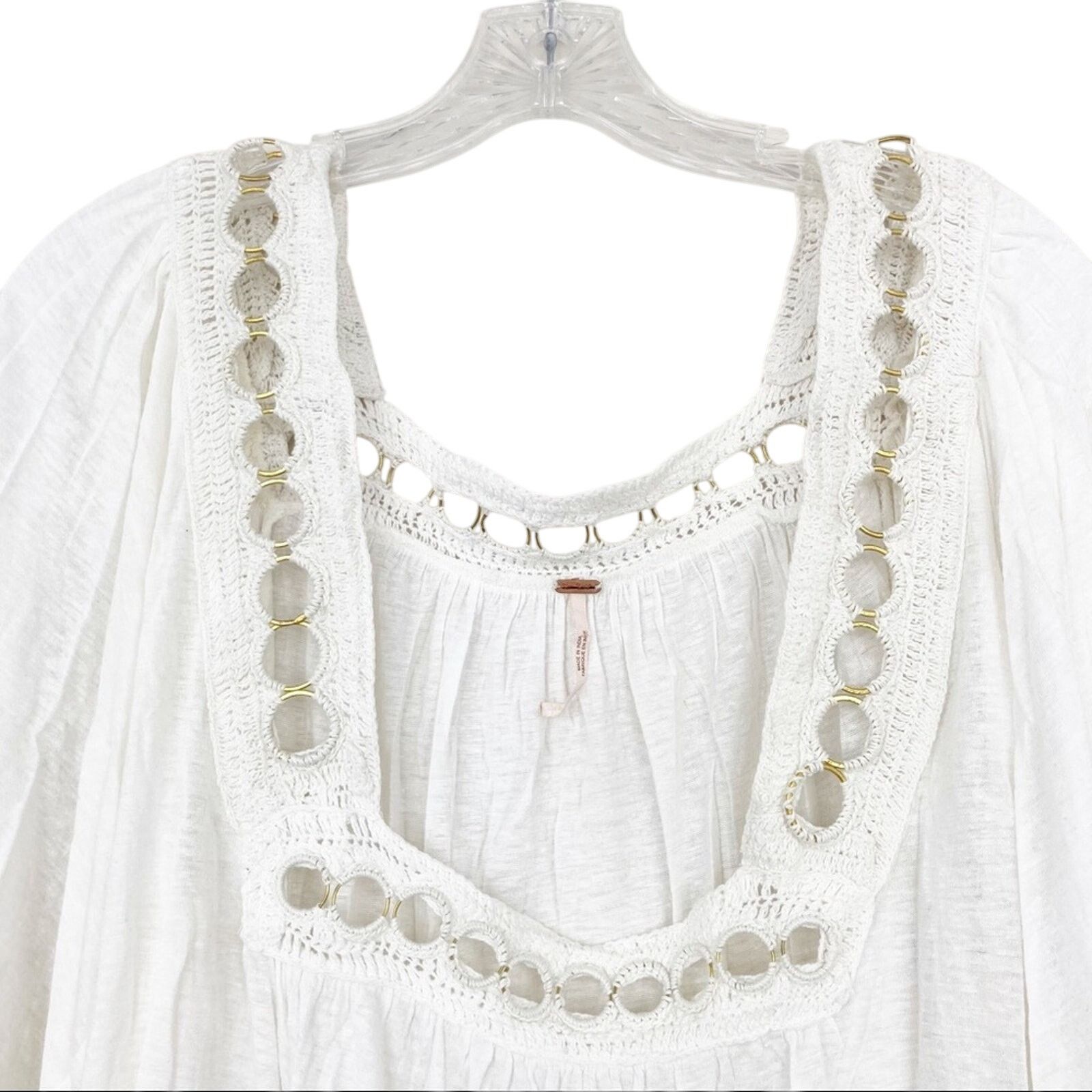 Free People Free People White Grommet Detailed Blouse Size M / US 6-8 / IT 42-44 - 2 Thumbnail