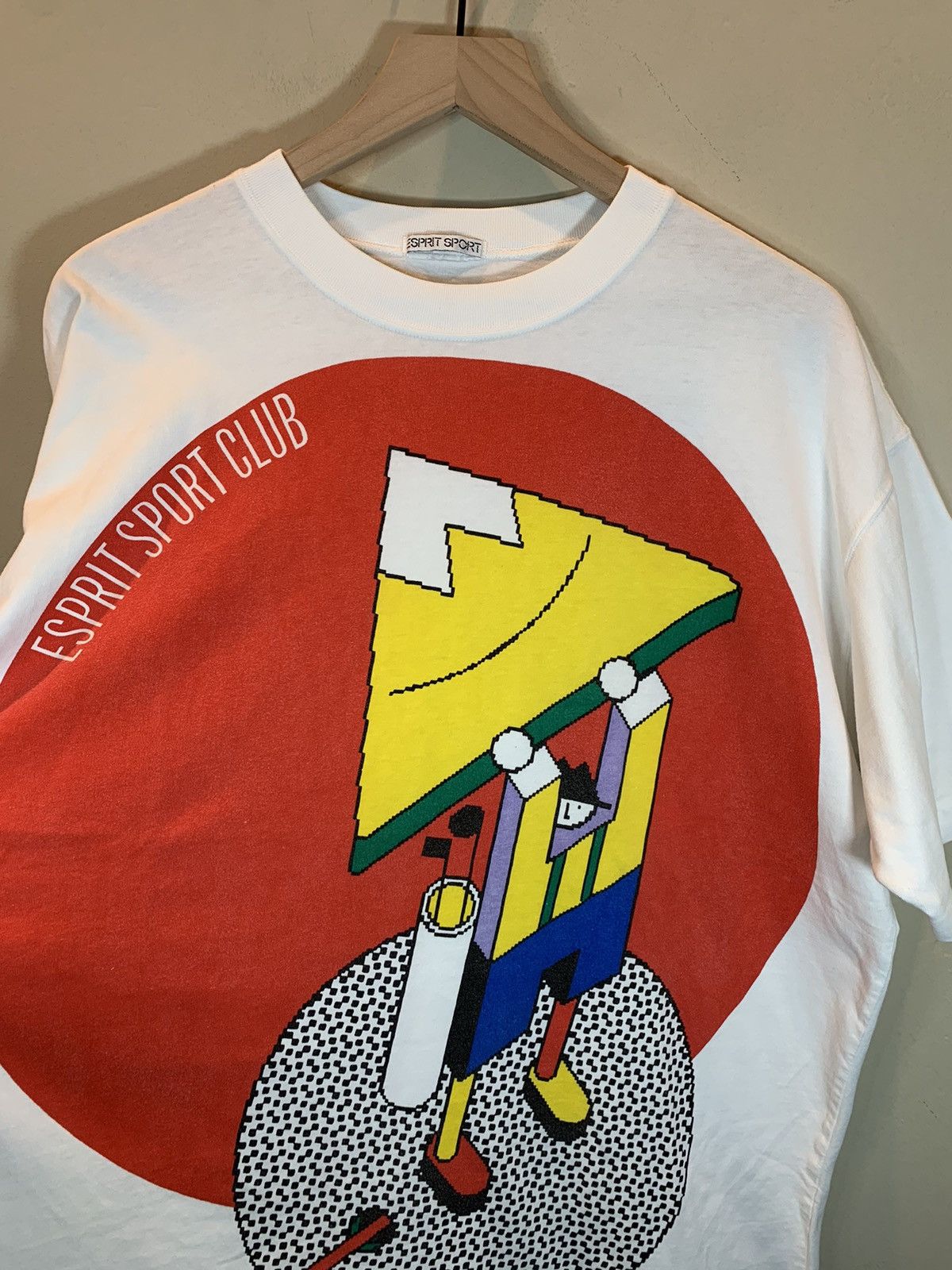 Designer × Esprit × Vintage *RARE* Vintage 80s Esprit Sport Club Art Single Stitch Shirt Size US XL / EU 56 / 4 - 2 Thumbnail