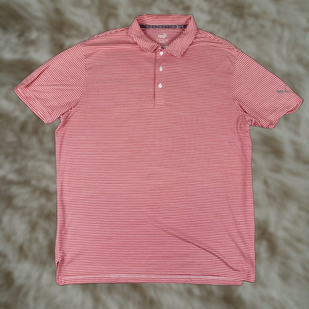 Puma PUMA Polo Shirt Mens XL Size Pink Striped Short Sleeve Casual Size US XL / EU 56 / 4 - 1 Thumbnail