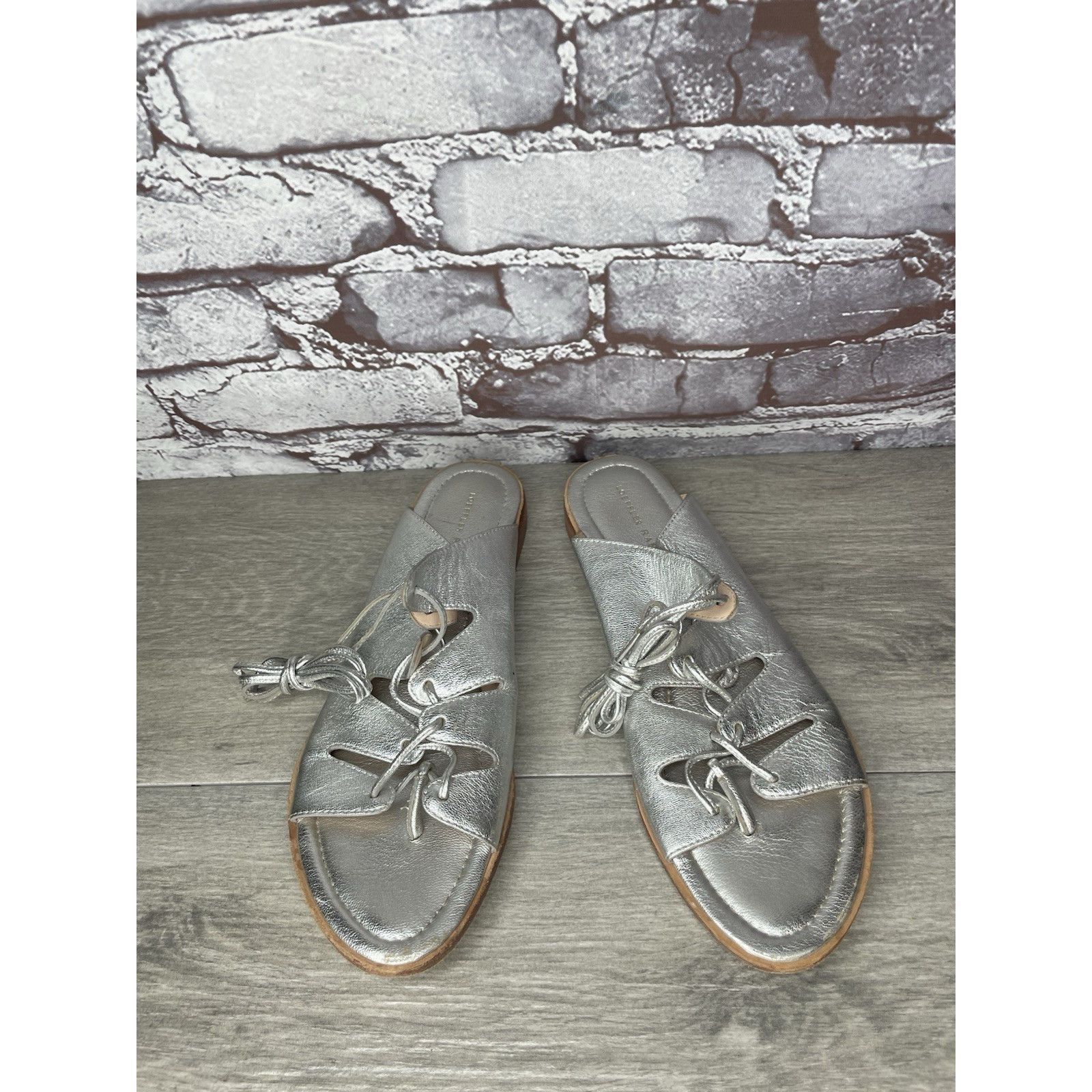 Loeffler Randall Loeffler Randall Kira GT Silver Metallic Thong Sandals Women Size US 9.5 / IT 39.5 - 3 Thumbnail