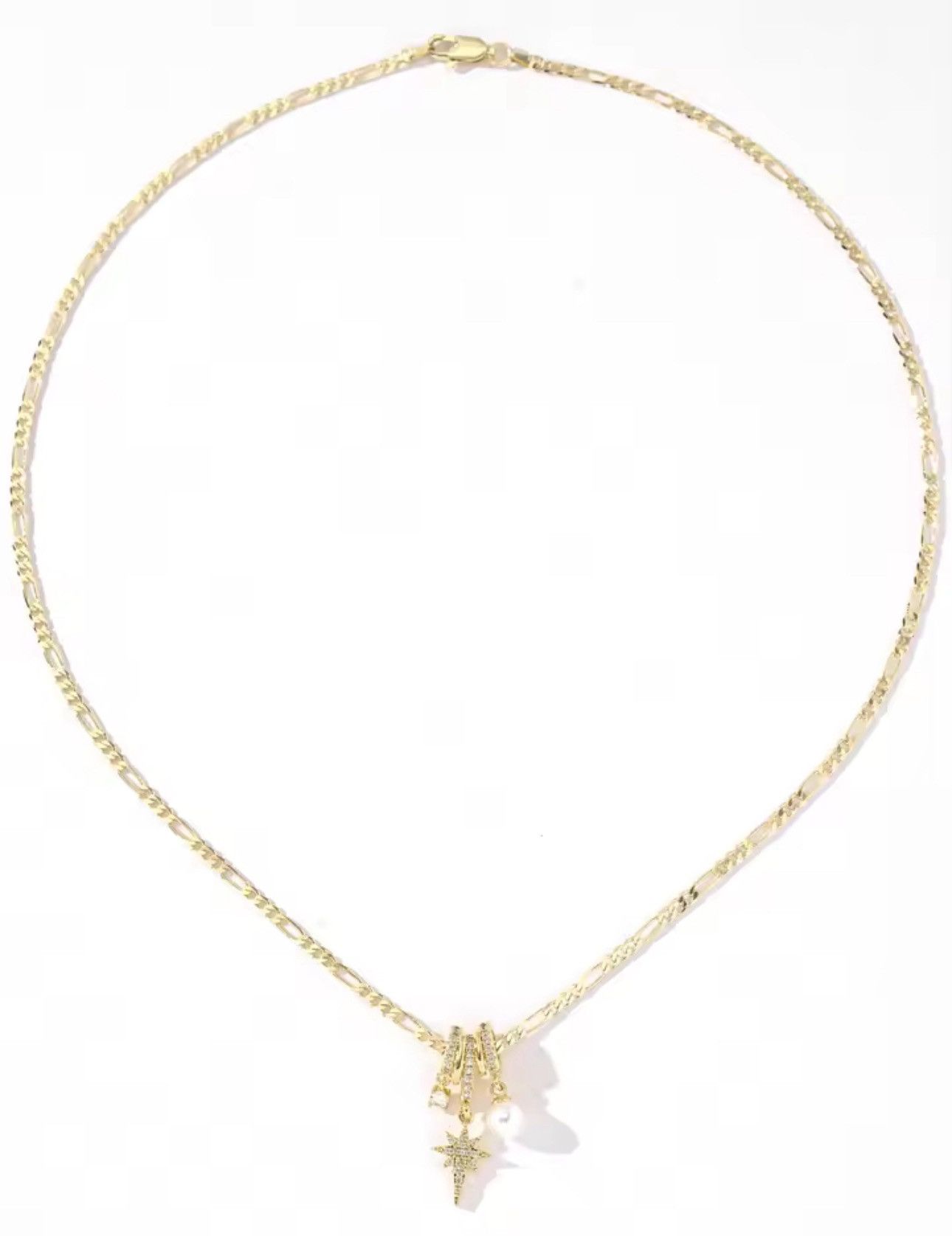 Jewelry STAR Necklace with Pearl & Rhinestone Charms Size ONE SIZE - 5 Thumbnail