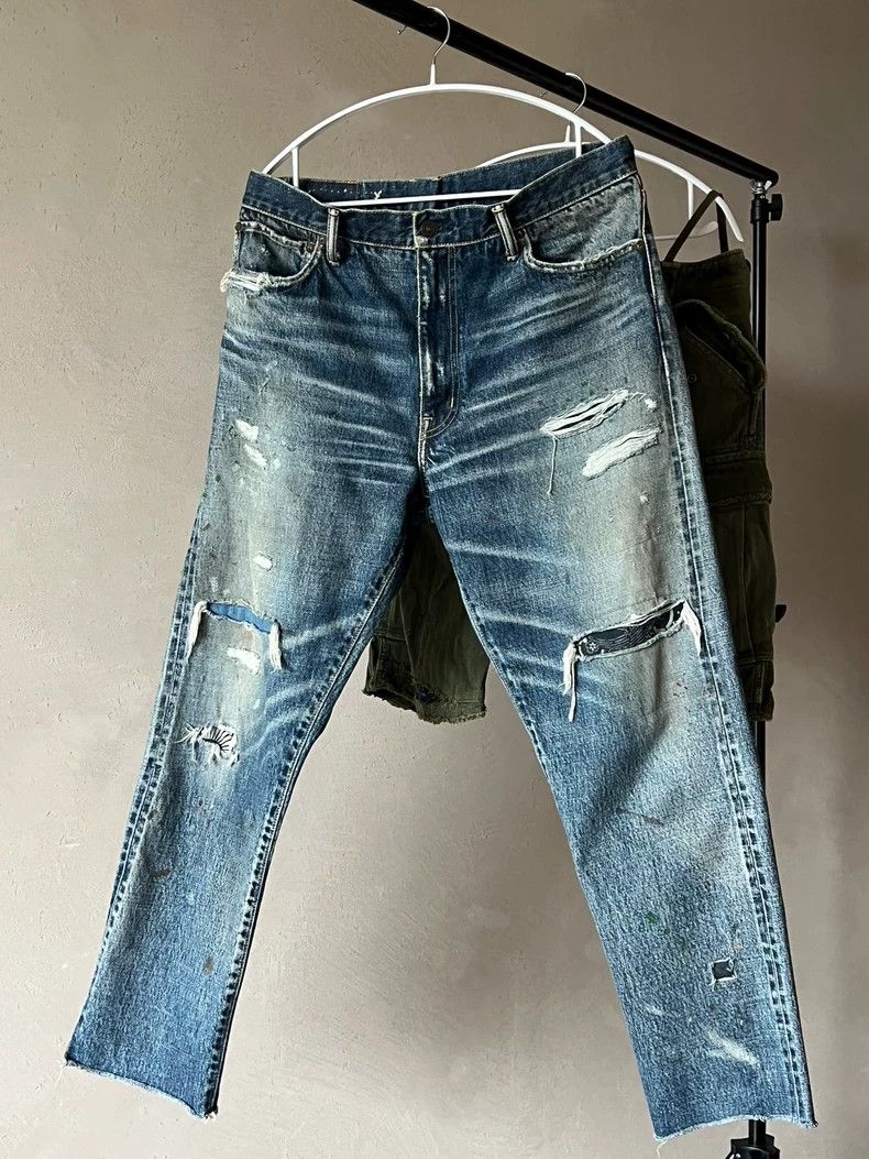 VISVIM Journeyman Pants Tacked Crash Denim- DMC