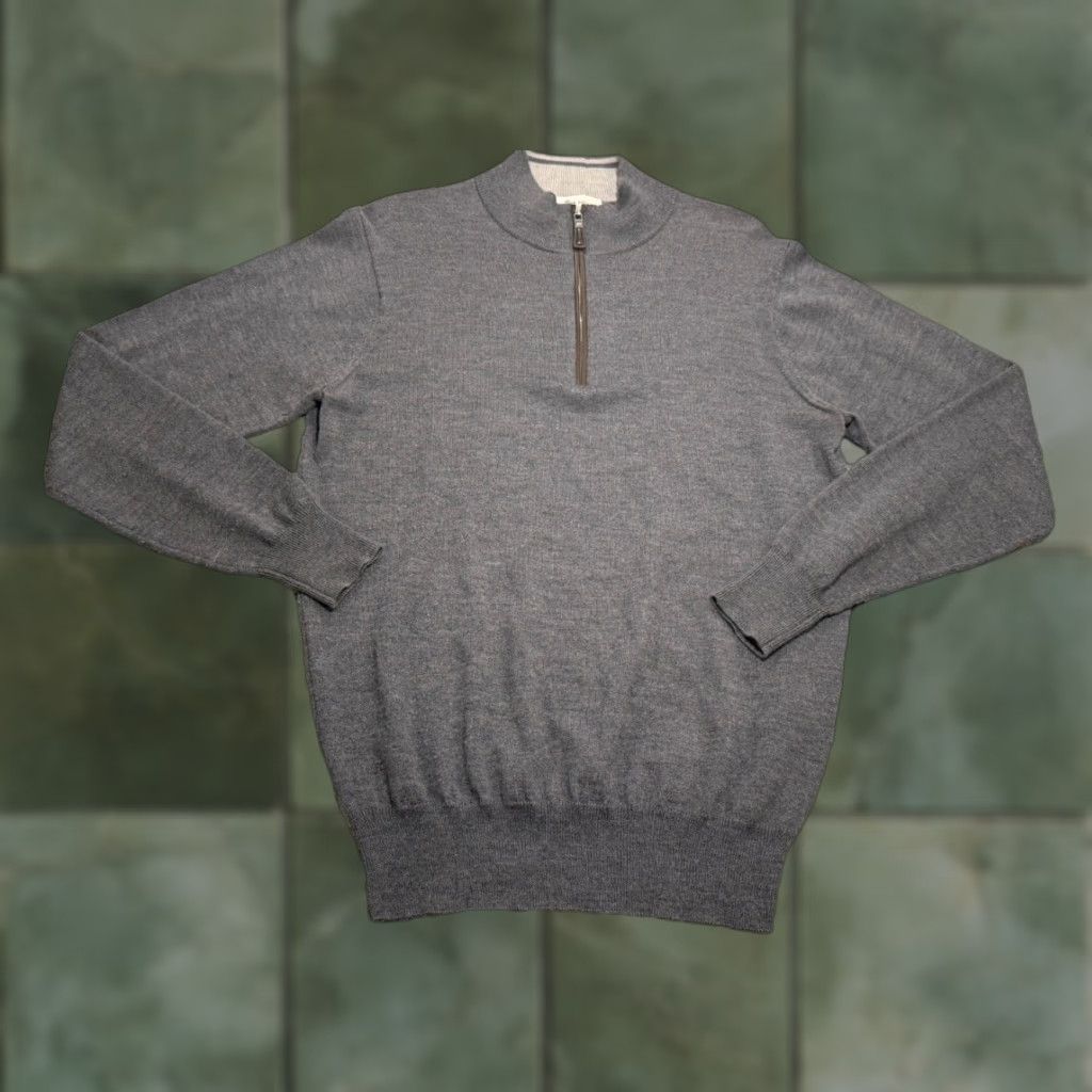 Peter Millar Peter Millar Crown Soft Nappa Trim 1/4 Zip Pullover Mens Sz S Gray Wool Silk Shirt Pullover Mens Size US S / EU 44-46 / 1 - 1 Thumbnail