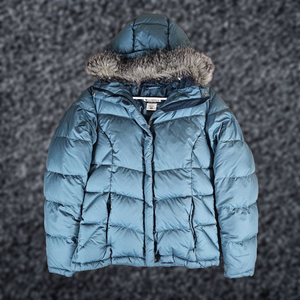 Vintage Columbia Goose Down Omni-Shield Hooded Jacket Womens Small Blue Quilted Pockets Insulated Water Resistant Ski Coat Size S / US 4 / IT 40 - 1 Thumbnail