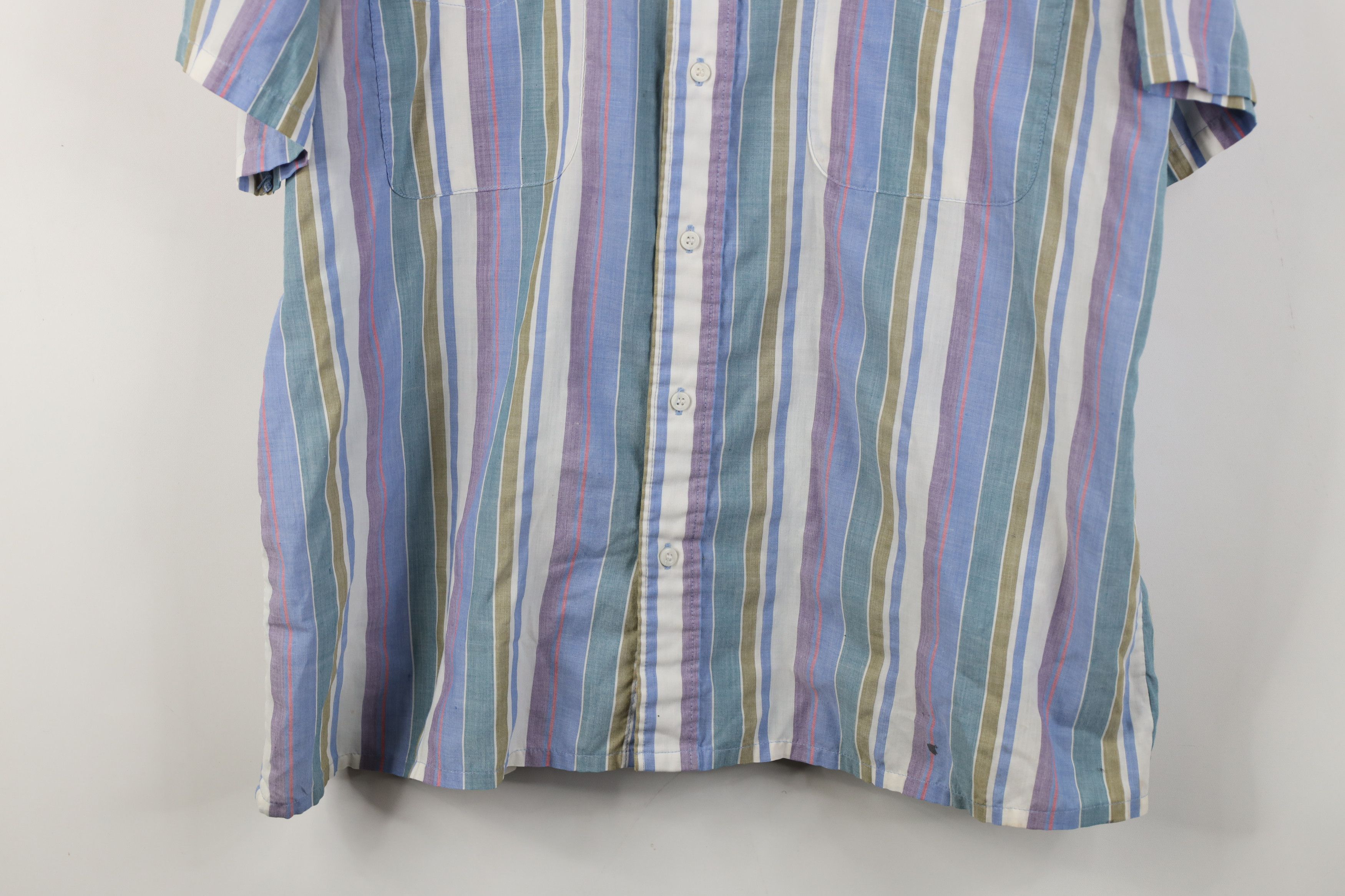 Vintage Vintage 90s Streetwear Striped Short Sleeve Button Shirt Size US L / EU 52-54 / 3 - 3 Thumbnail