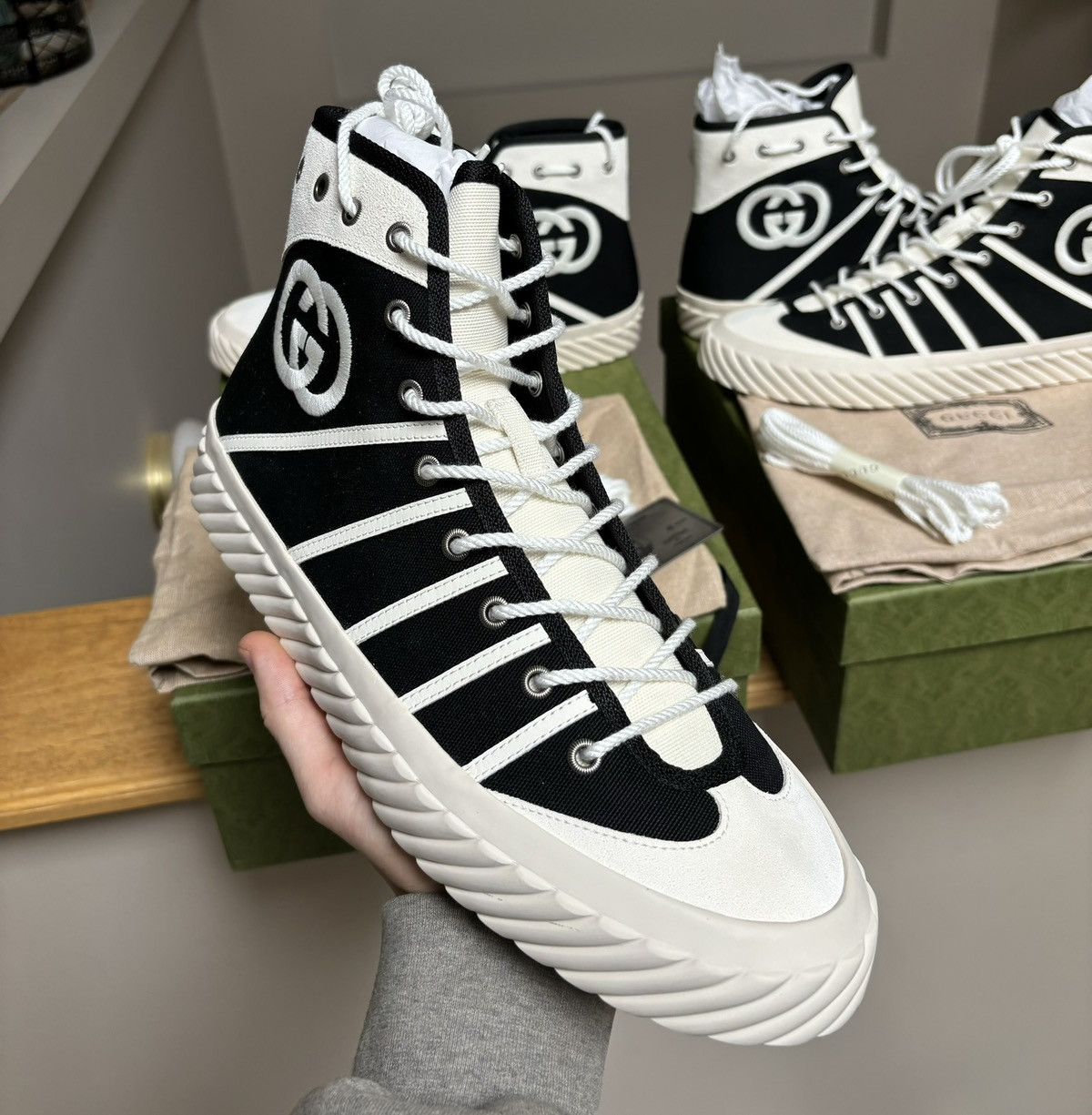 Gucci Gucci GG Black/White Interlock High Tops Size US 8.5 / EU 41-42 - 3 Thumbnail