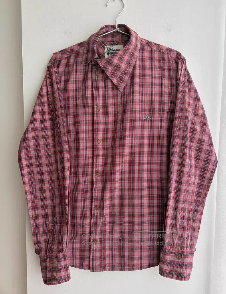 Vivienne Westwood Vivienne Westwood Asymmetric pointed collar court grid shi Size L / US 10 / IT 46 - 1 Thumbnail
