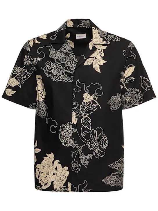 Moncler o1lsvrm0425 Floral Print Cotton Shirt in Black Size US XL / EU 56 / 4 - 1 Thumbnail