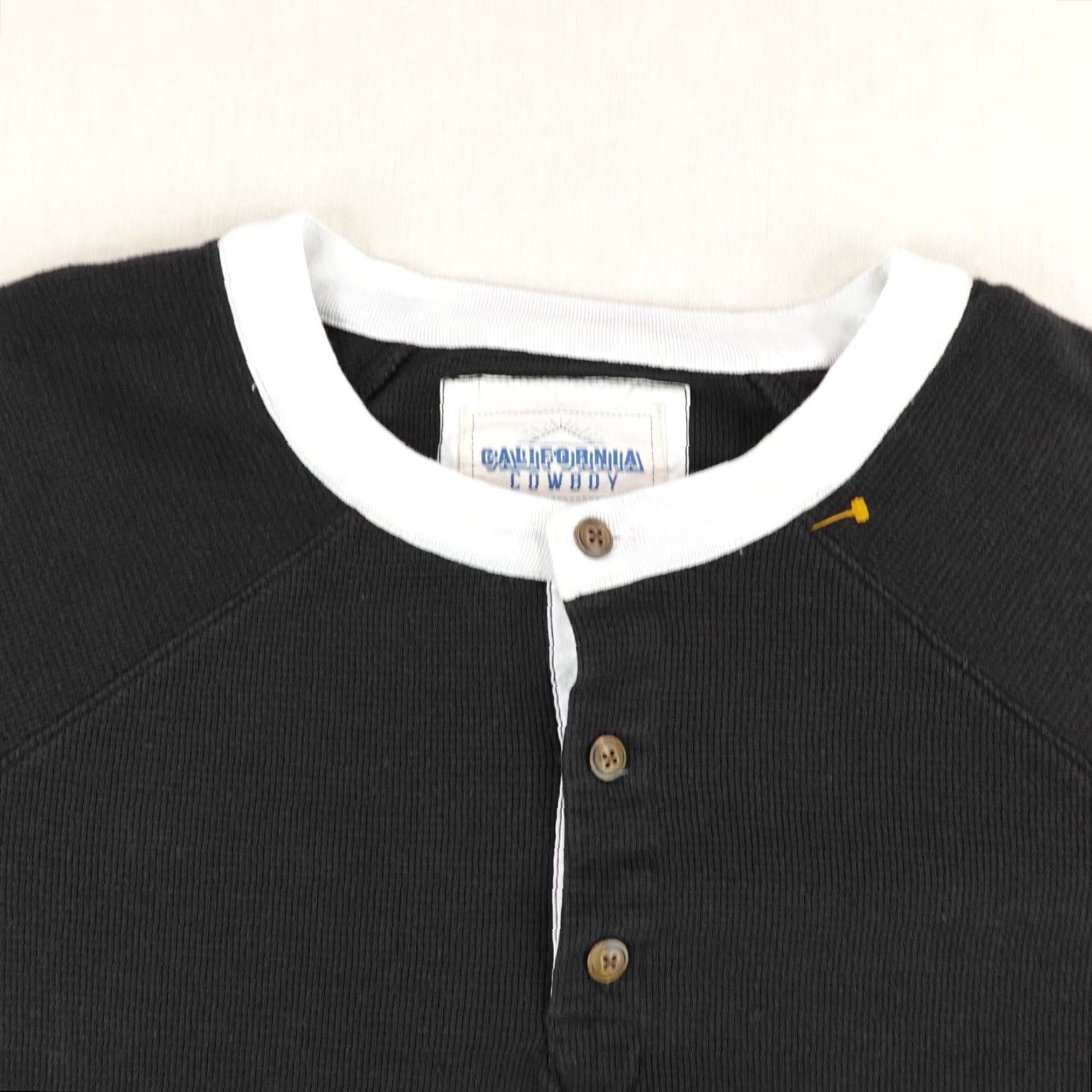 Vintage California Cowboy Men's Thermal Henley Shirt Large Black Waffle Knit Casual Long Sleeve Size US L / EU 52-54 / 3 - 2 Thumbnail