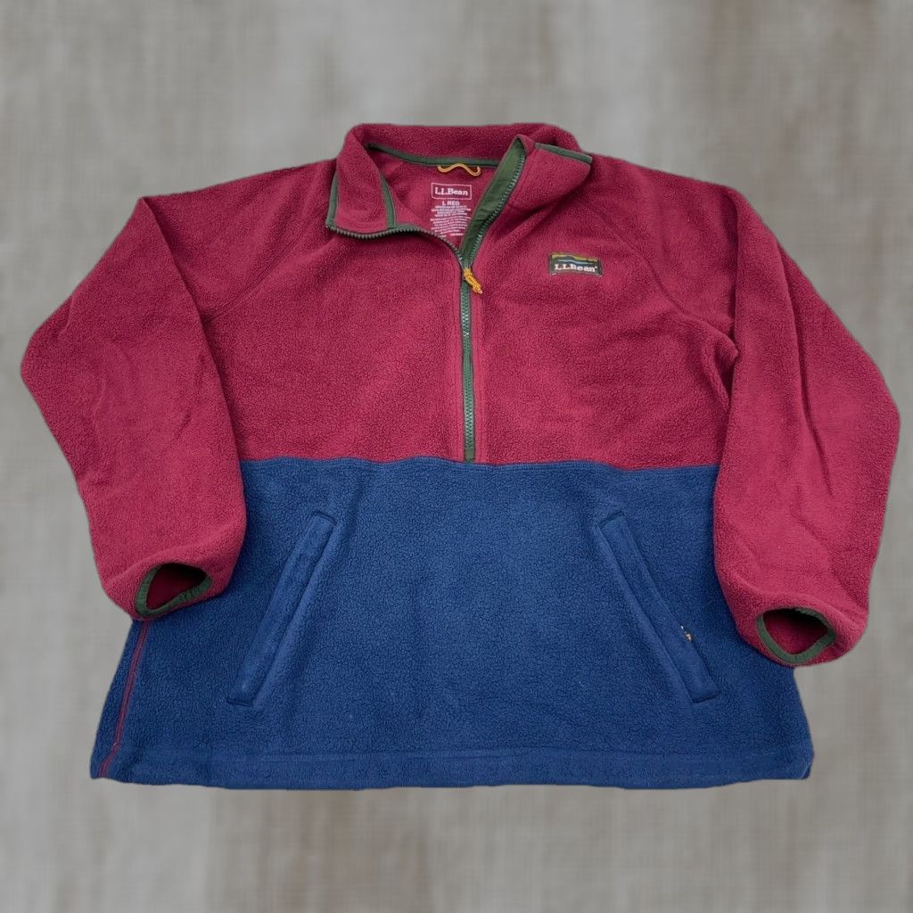 Vintage VINTAGE LL Bean Sweater Women Large Marron Blue Fleece Pullover Half Zip Jacket Regular Size L / US 10 / IT 46 - 1 Thumbnail