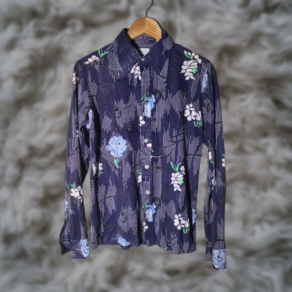 Atomic S Mens Sterns Vintage Atomic Psychedelic Trippy Disco Floral Shirt Long sleeve Size US S / EU 44-46 / 1 - 1 Thumbnail