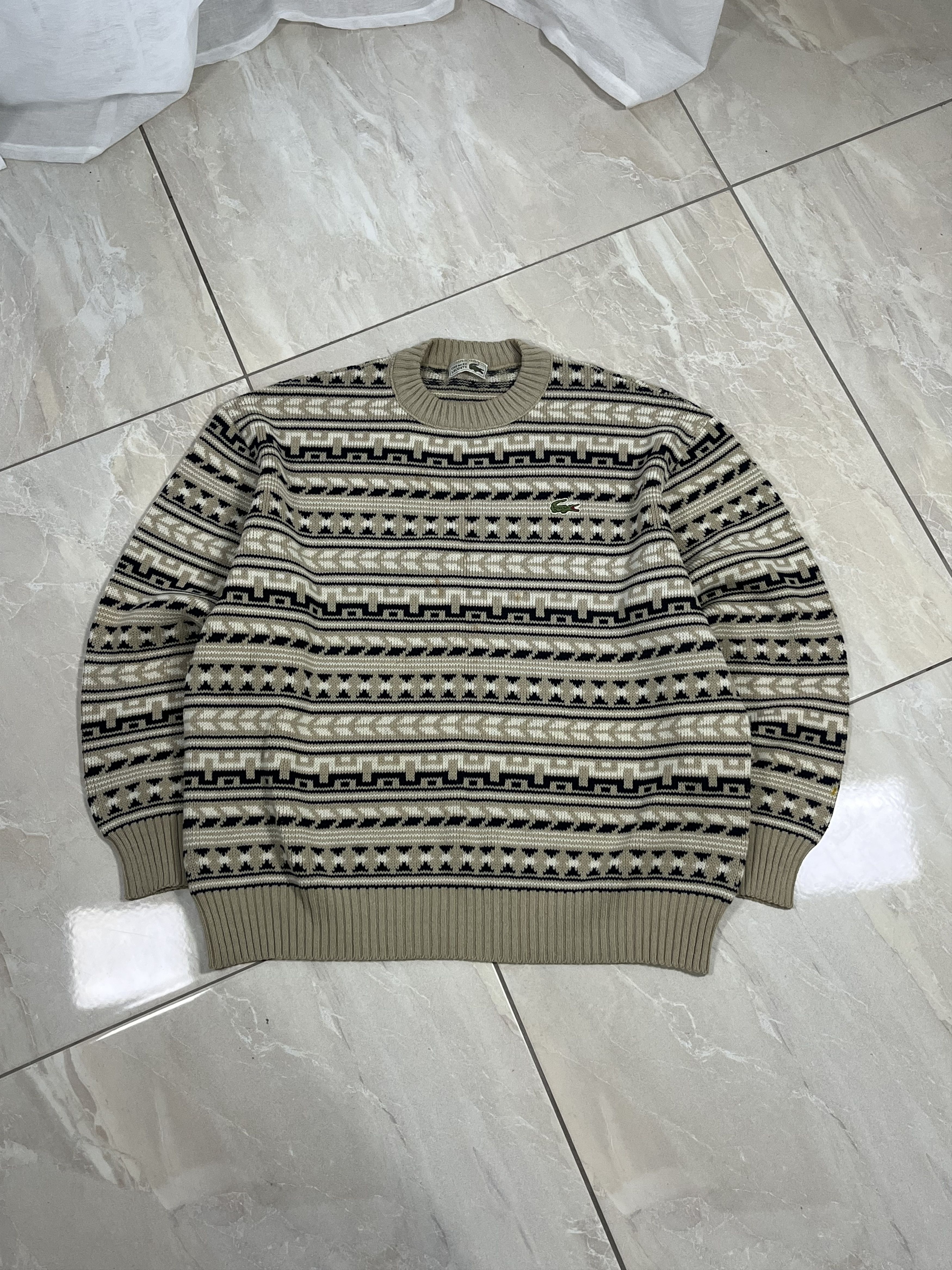 Vintage Knitwear Lacoste Monogram 00SS MADE IN FRANCE Beige
