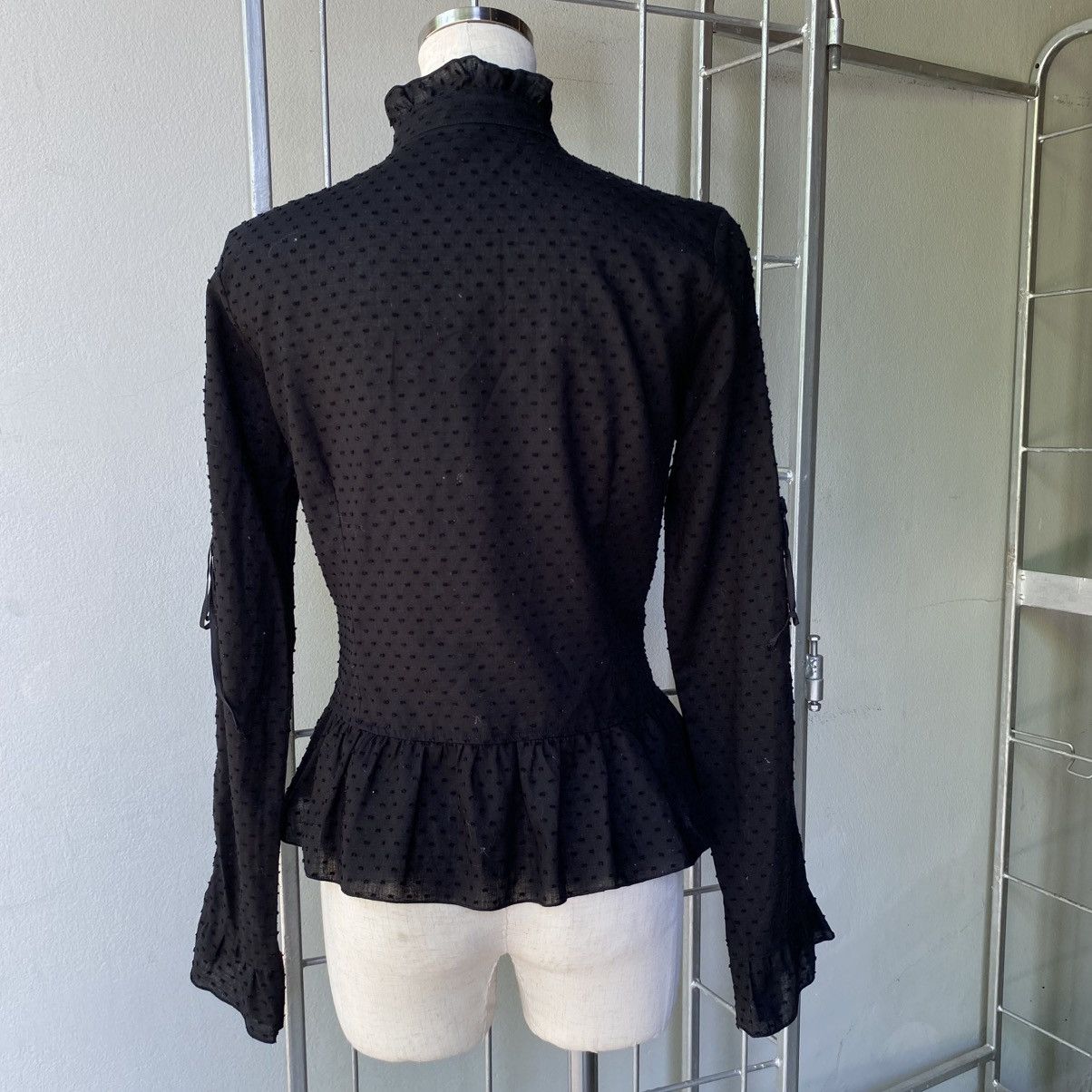 Tornado Mart TORNADO MART Y2K Black Mandarin Lace Blouse Size XS / US 0-2 / IT 36-38 - 2 Thumbnail
