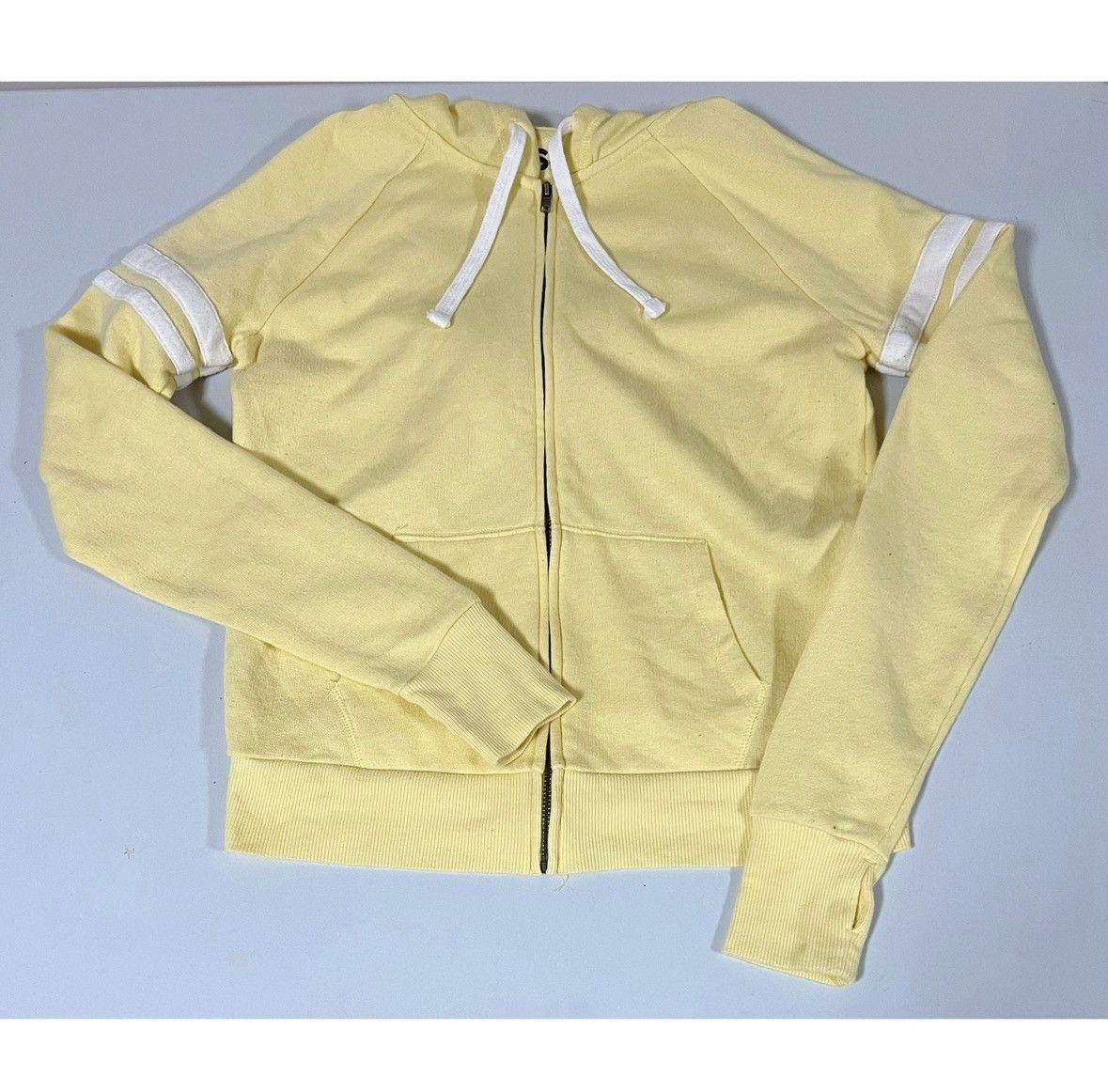 Japanese Brand SO Yellow Stripe Zipper Sweater Sweatshirt Hoodie Size S 💛🤍✨ Size S / US 4 / IT 40 - 1 Thumbnail