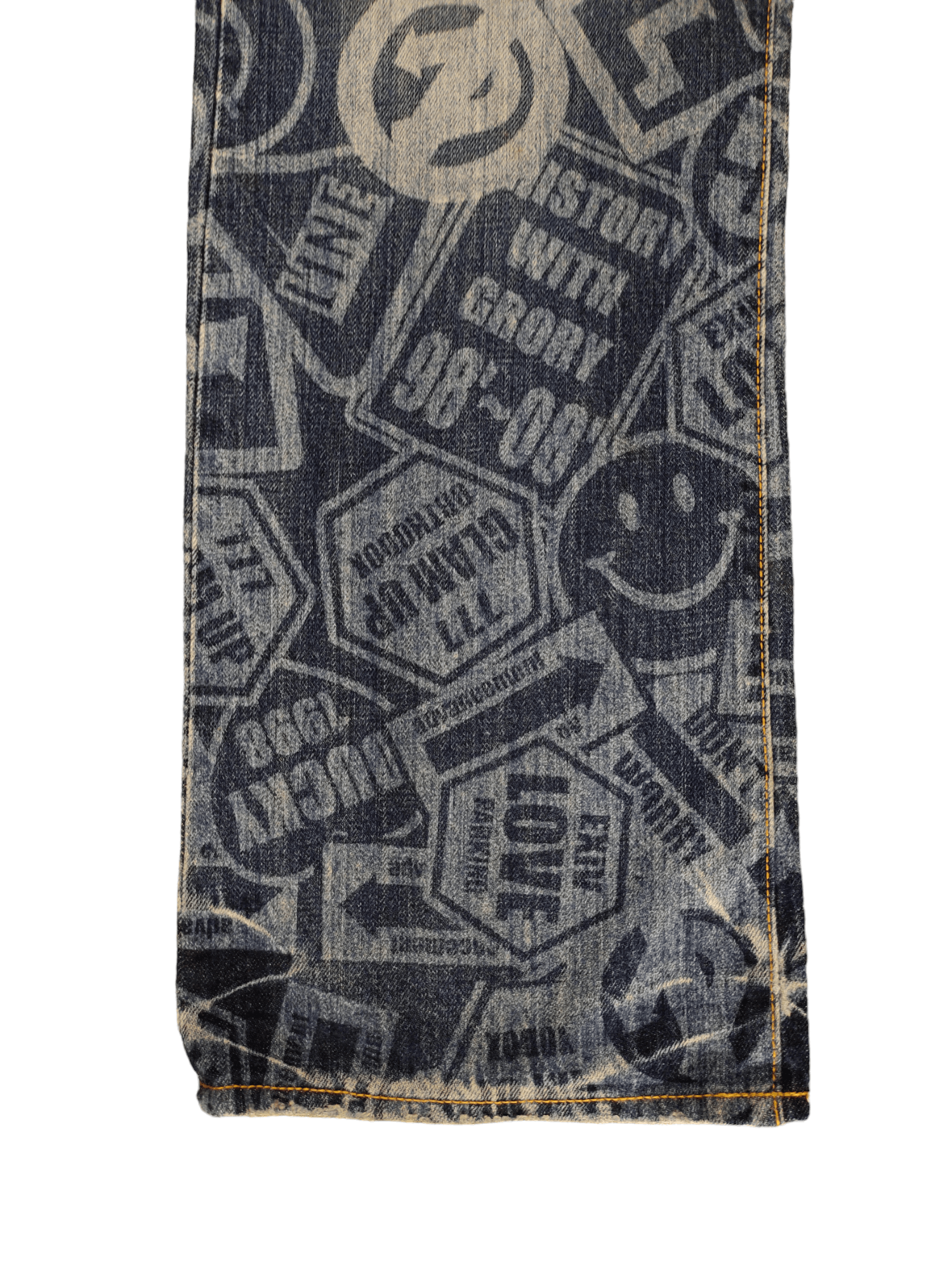 Hysteric Glamour Loose Jeans Co&Lu Full Print Sign Logo Denim Wide Leg Y2k Size US 34 / EU 50 - 8 Thumbnail