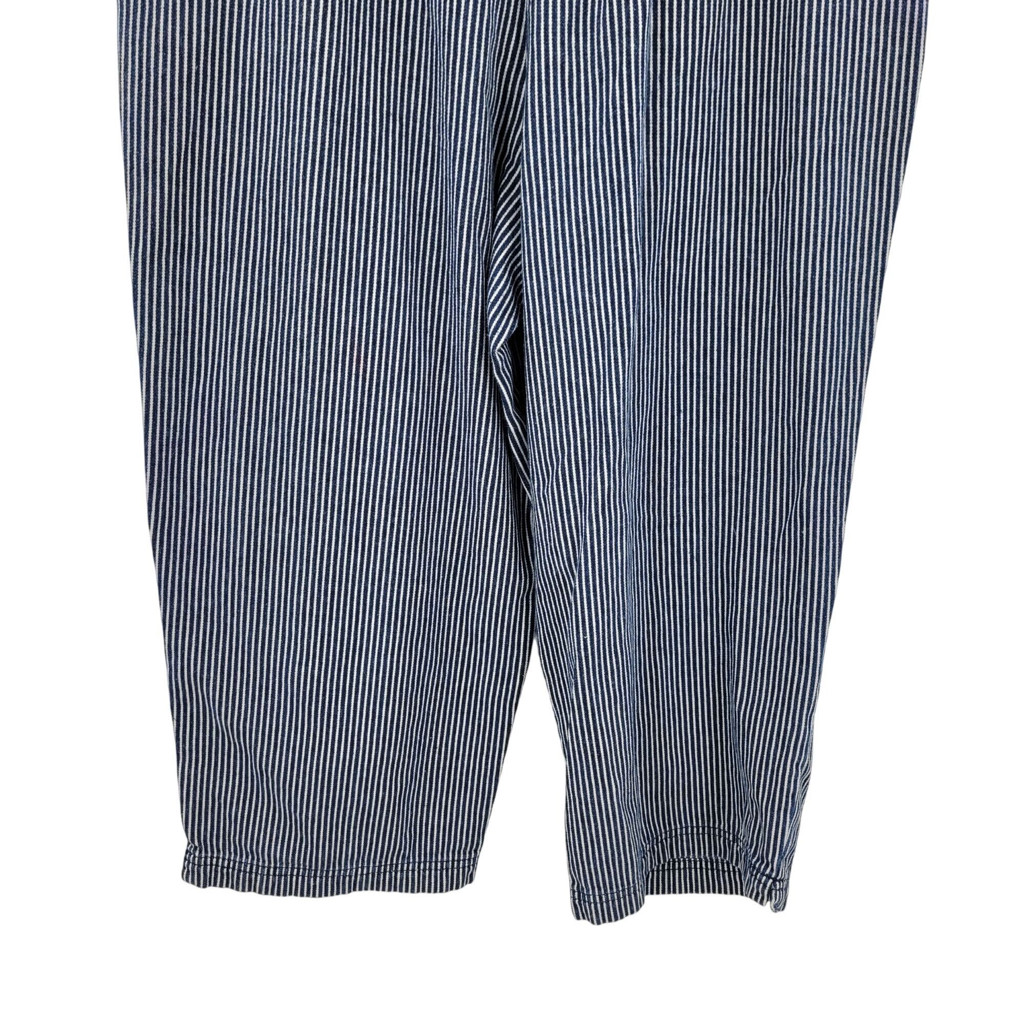 Vintage Vtg Petite Blue White Engineer Striped High Waisted Crop Pan Size 24" / US 00 / IT 34 - 8 Thumbnail
