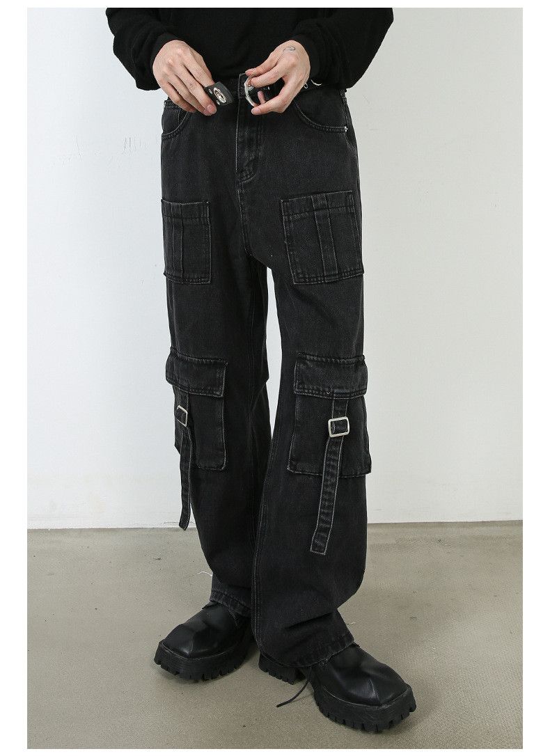 Japanese Brand × Jean Multi-pocket men's niche retro wide-leg cargo jeans Size US 34 / EU 50 - 1 Thumbnail