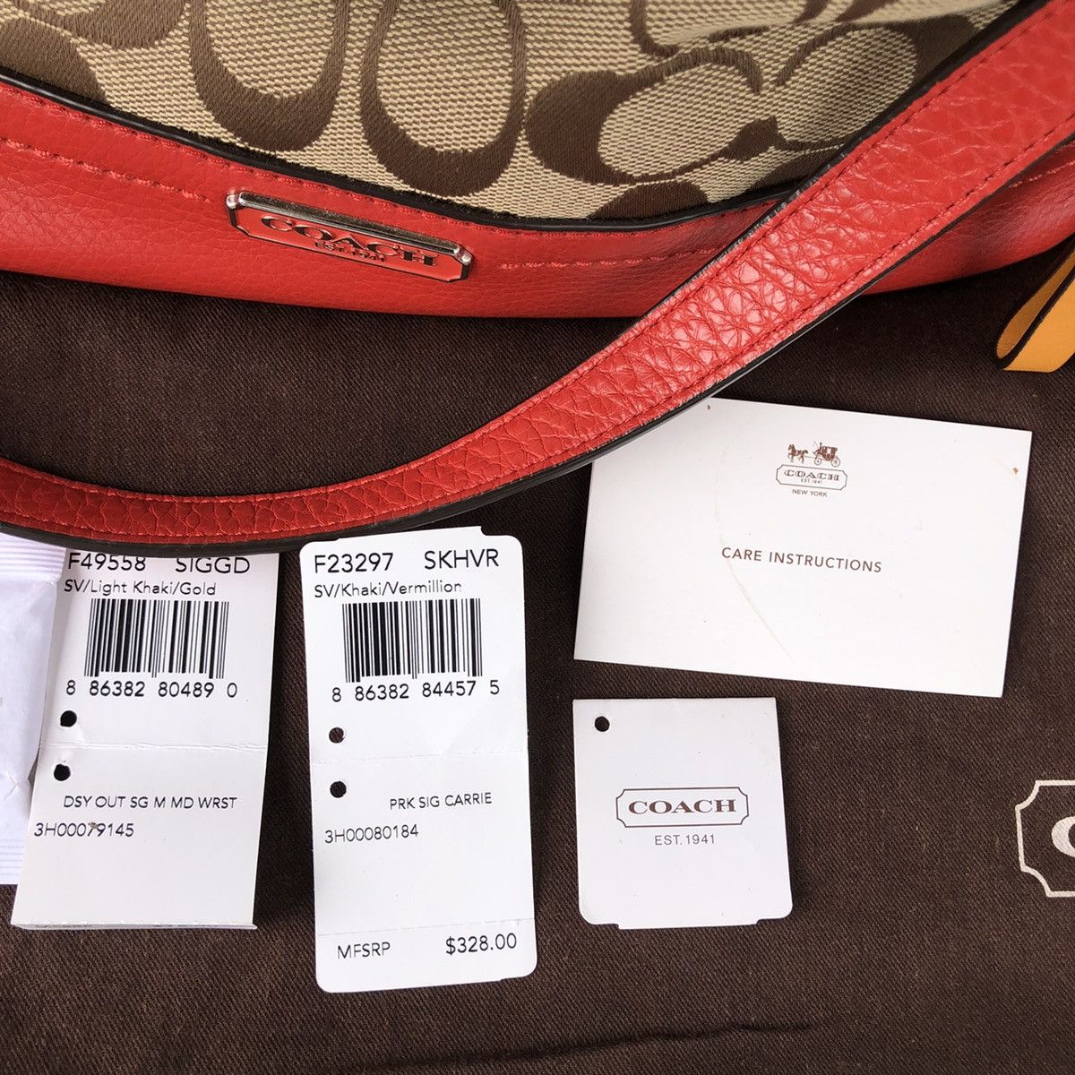 Coach COACH 23297 PARK SIGNATURE JACQUARD CARRIE TOTE BAG BURGUNDY Size ONE SIZE - 15 Thumbnail