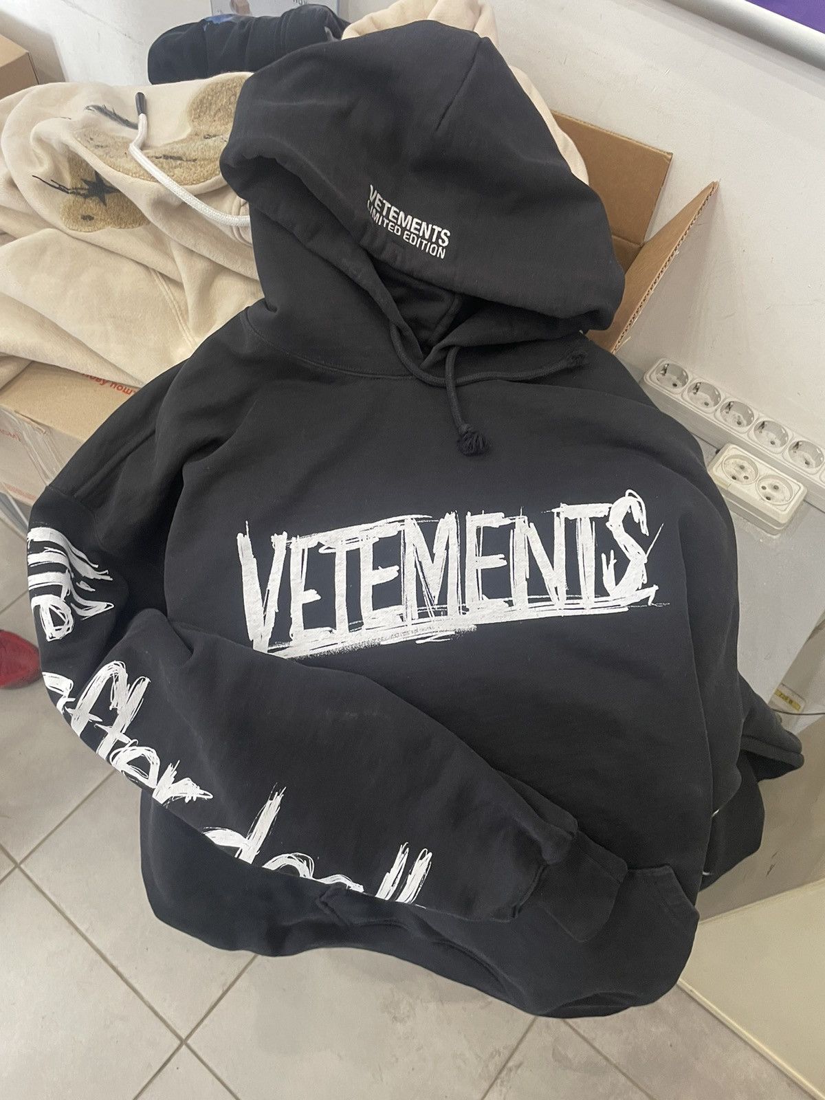 image of Vetements World Tour Hoodie in Black, Men's (Size Small)