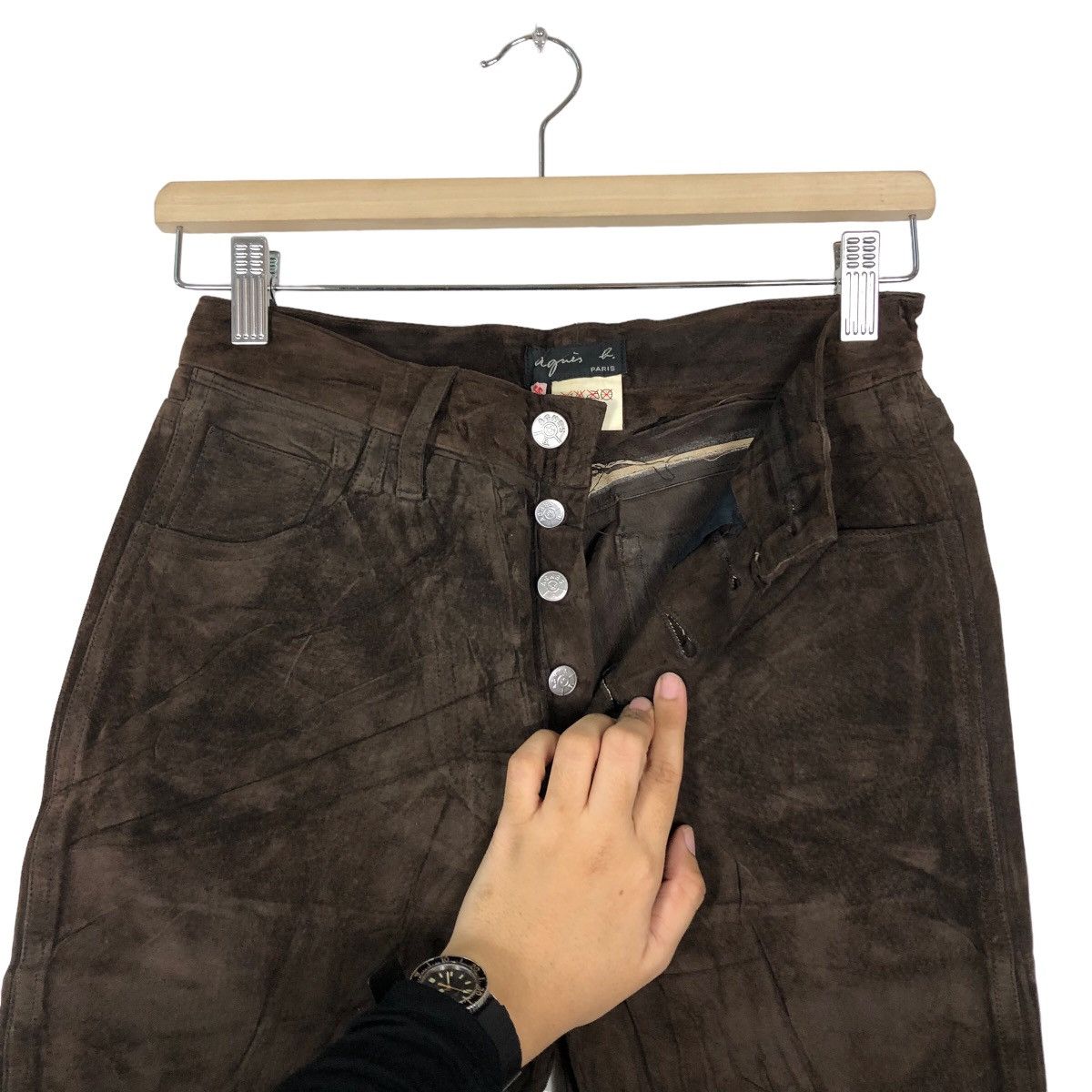 agnes b. 🔥90’s Rare Genuine Leather Pants Agnes B. Paris Racing Wear Size US 26 / EU 42 - 9 Thumbnail