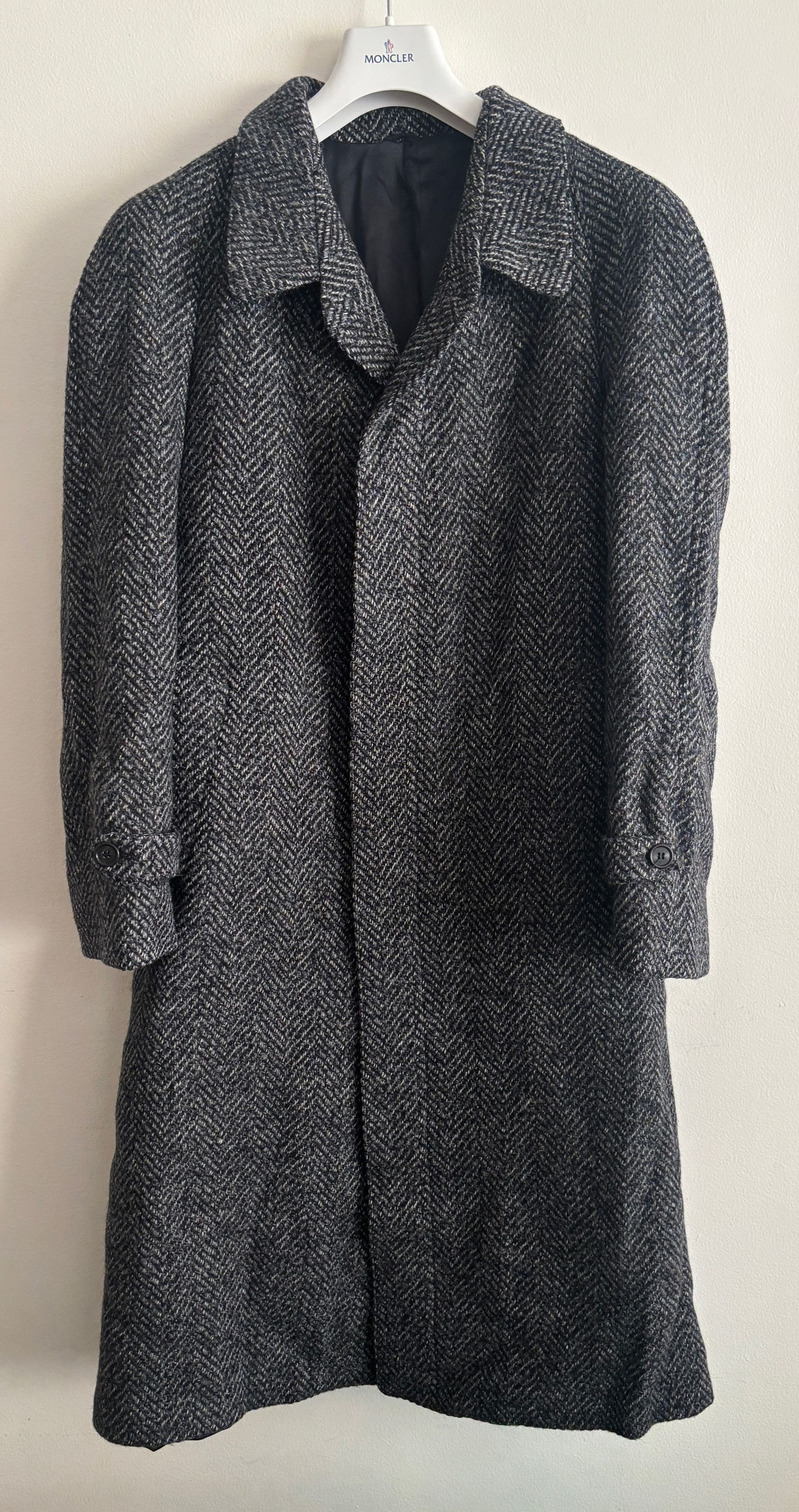 Vintage Haute Rive Paris Herringbone Belted Balmacaan Overcoat Size US M / EU 48-50 / 2 - 1 Thumbnail
