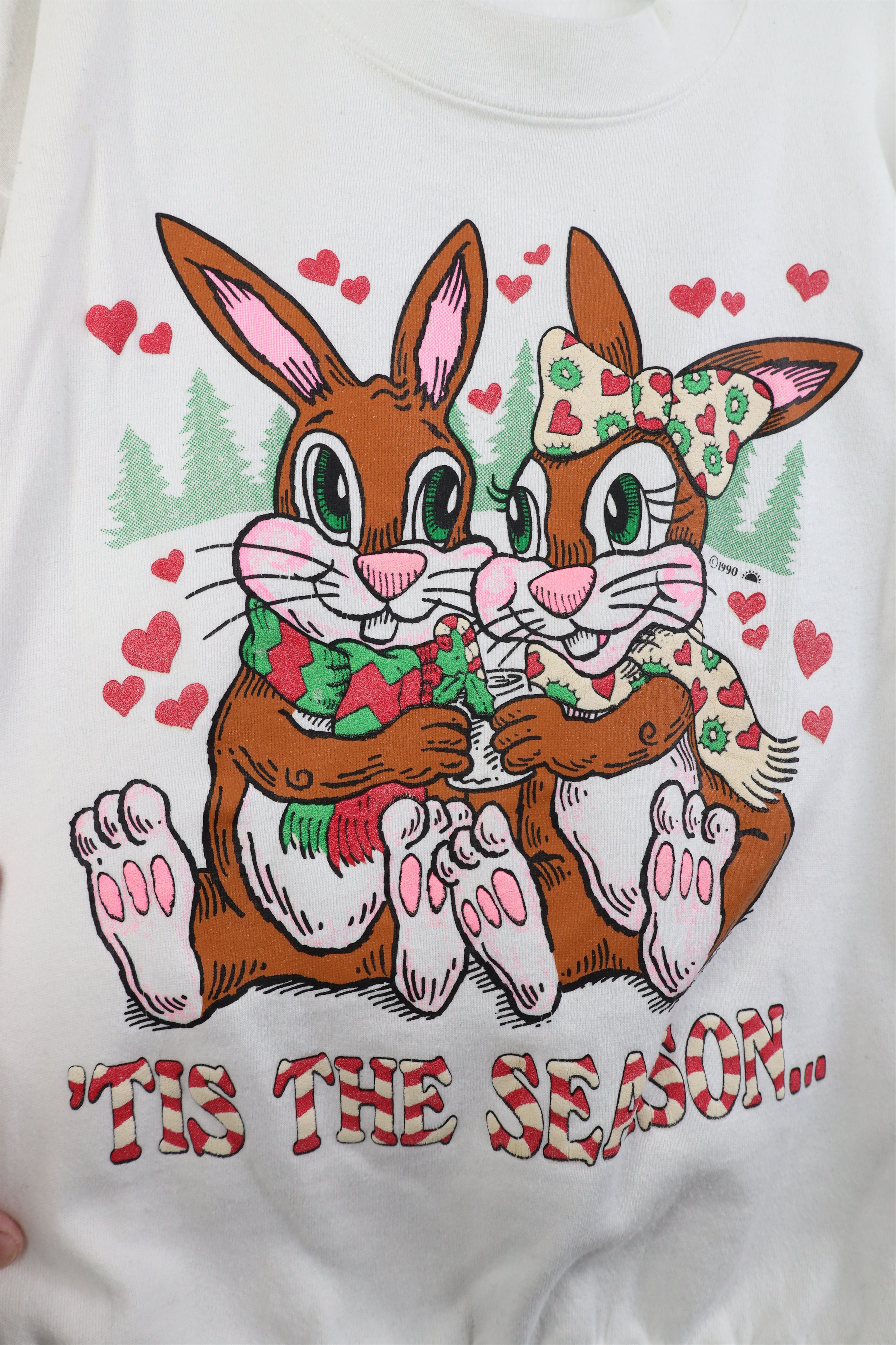 Vintage Vintage 90s Streetwear Christmas Snow Bunny Heart Sweatshirt Size L / US 10 / IT 46 - 4 Thumbnail